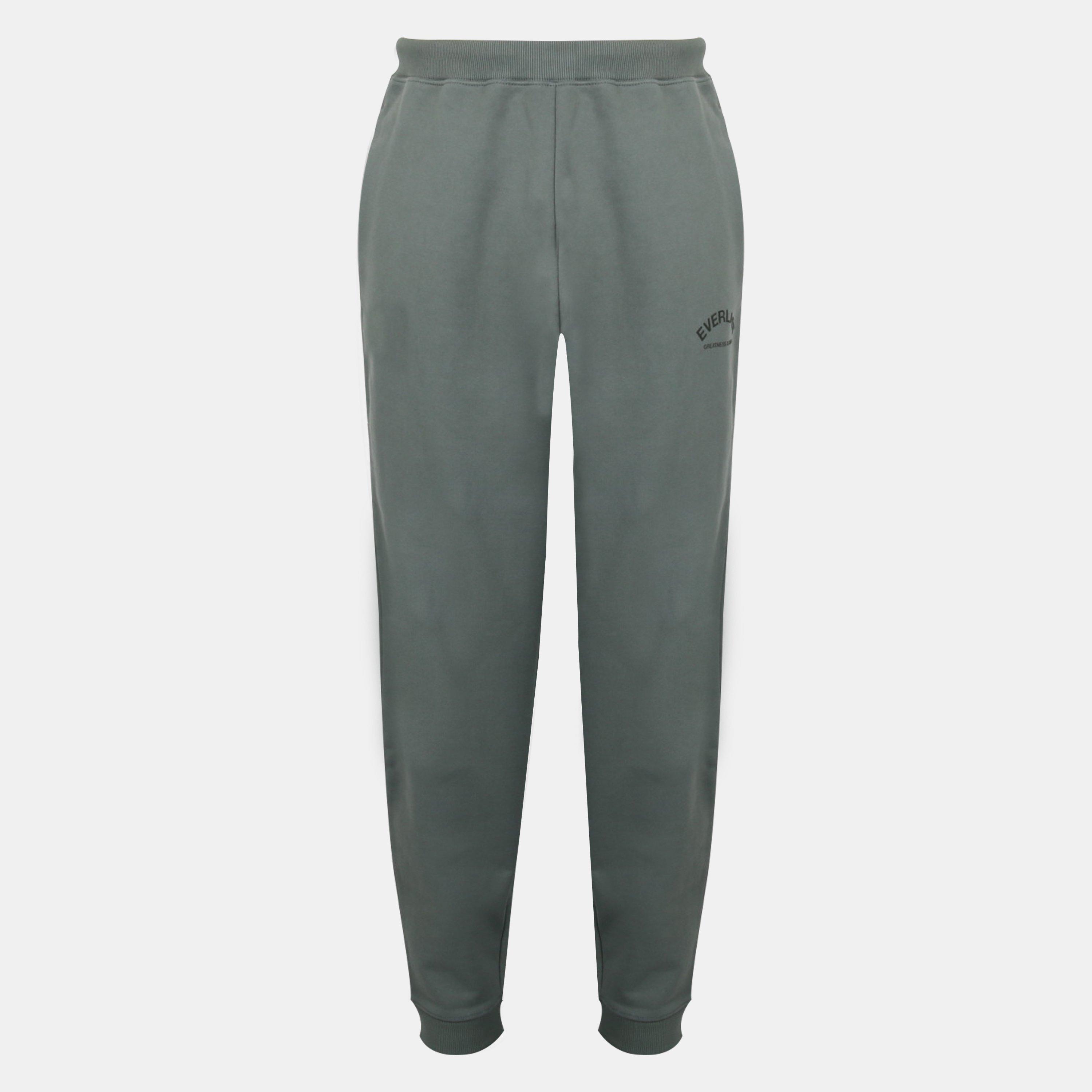 Khaki - Everlast - Men's High Waisted Cotton Fleece Ribbed Cuffs Joggers - 1