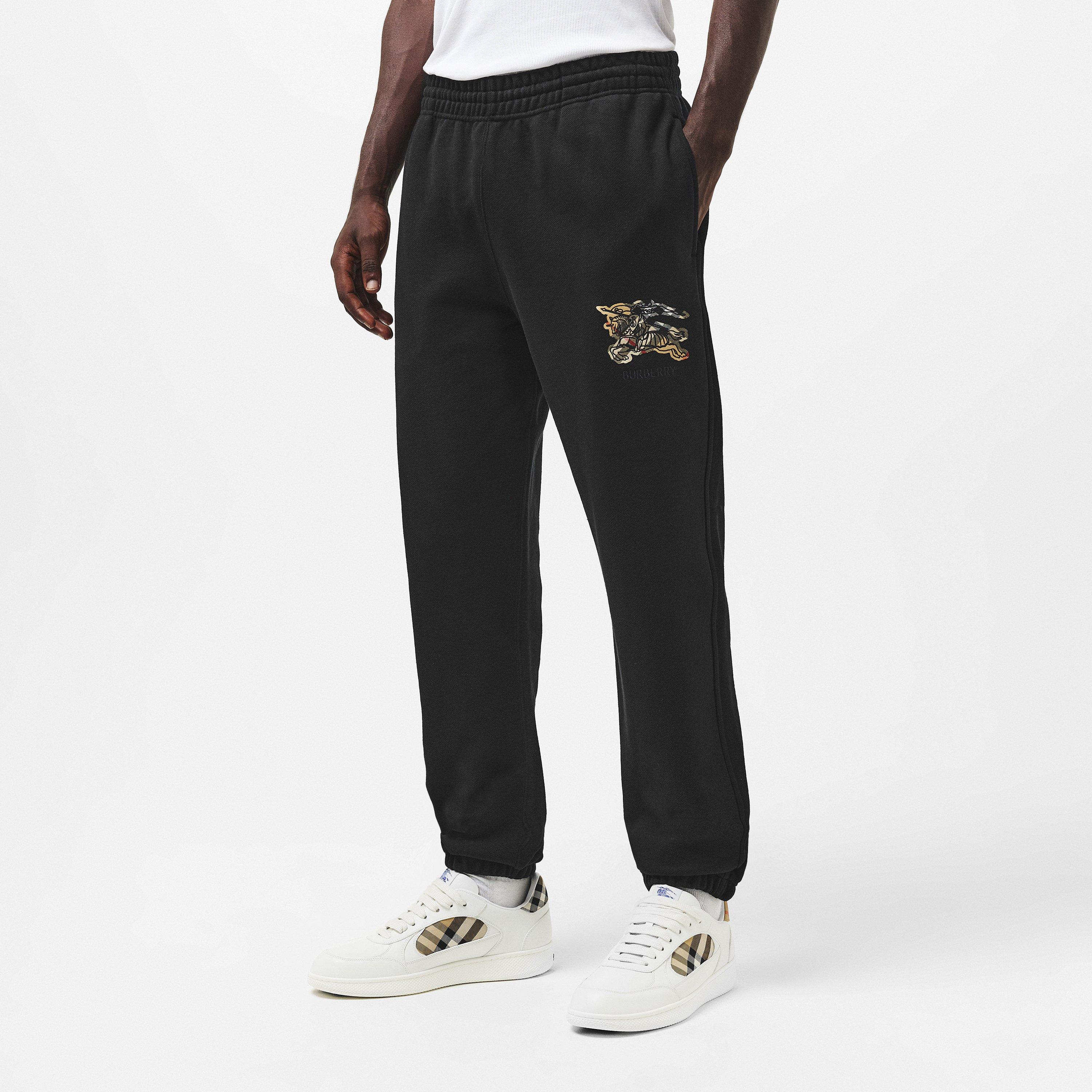 Black - Burberry - Men's Closed Hem Fleece Jogging Bottoms - 3