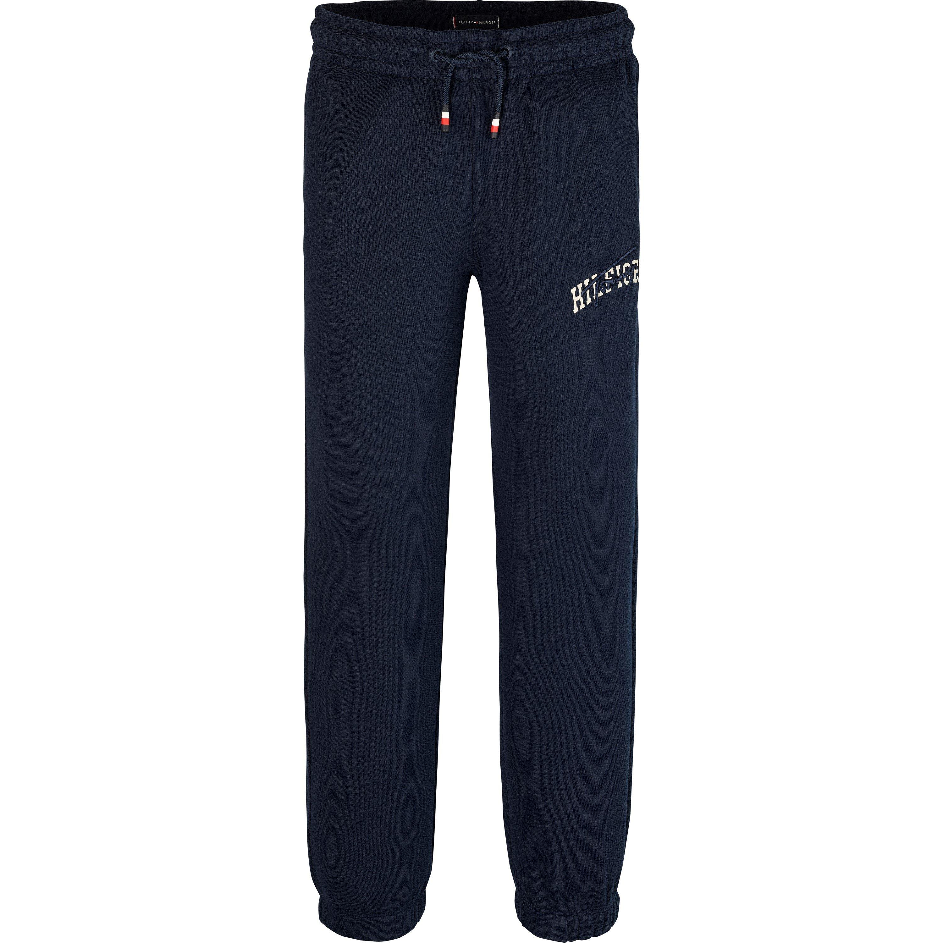 Tommy Hilfiger Kids' Script Closed Cuff Fleece Joggers - Night Navy C1G - Size 14Y