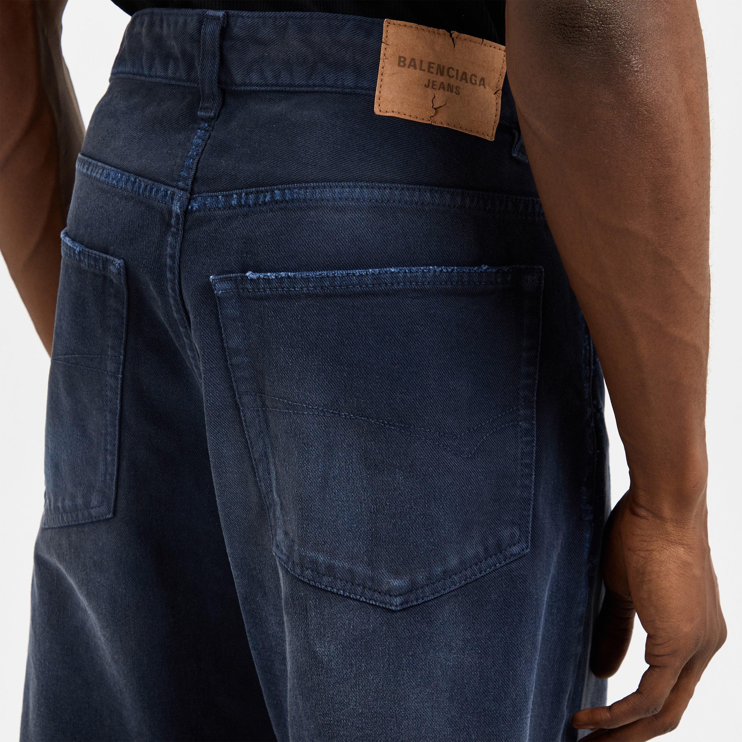 Navy - Balenciaga - Men's Bal Curved Knee Closed Hem Fleece Joggers - 5