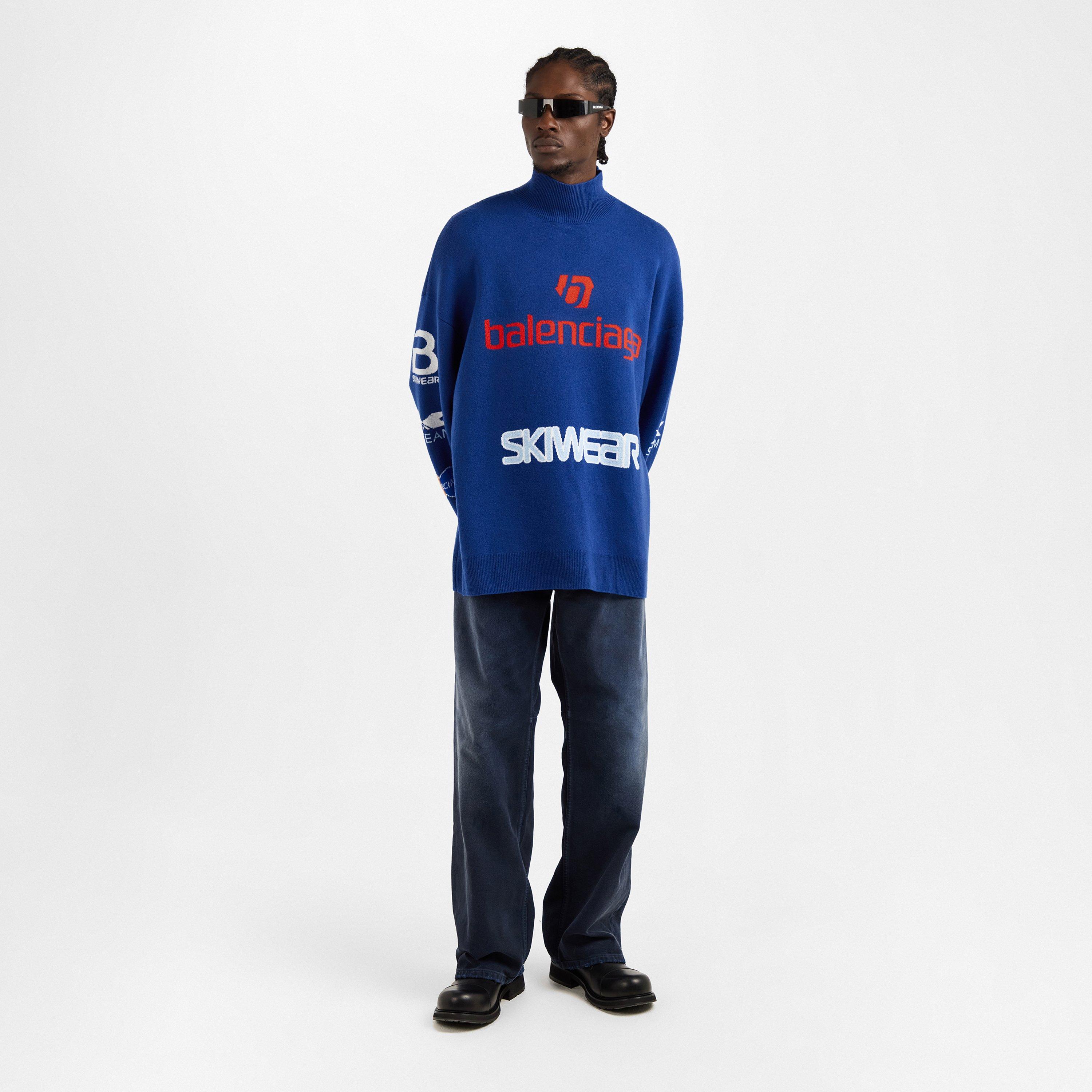 Navy - Balenciaga - Men's Bal Curved Knee Closed Hem Fleece Joggers - 6