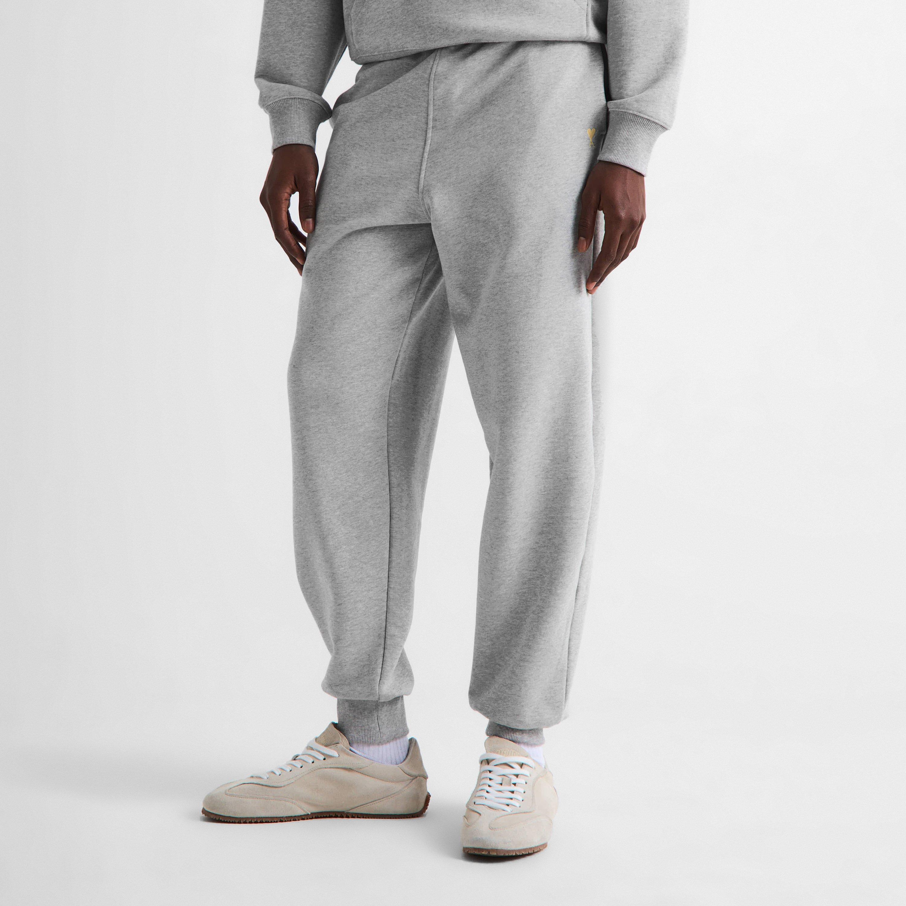 Grey - Ami Paris - Men's Closed Hem Fleece Joggers - 3