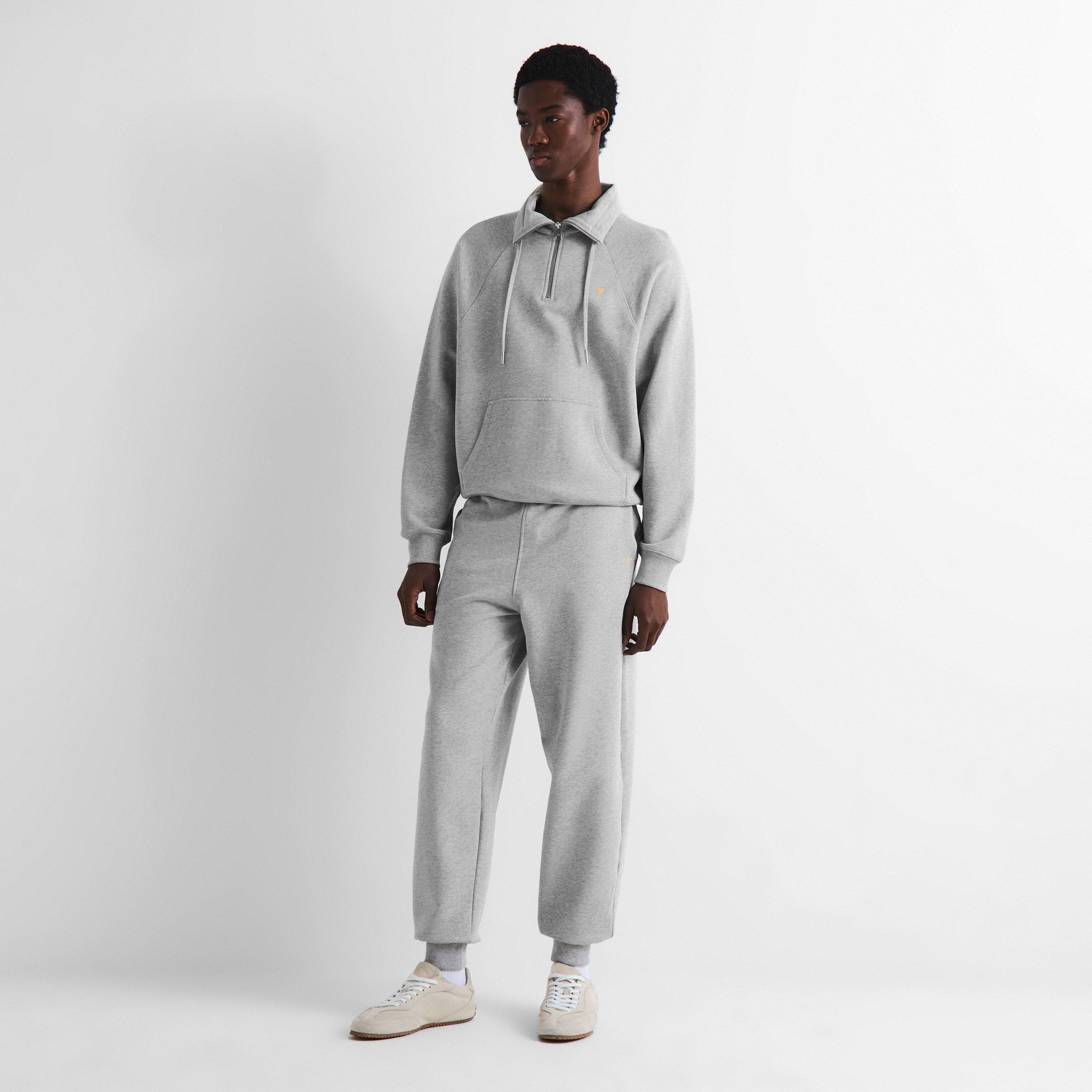 Grey - Ami Paris - Men's Closed Hem Fleece Joggers - 6