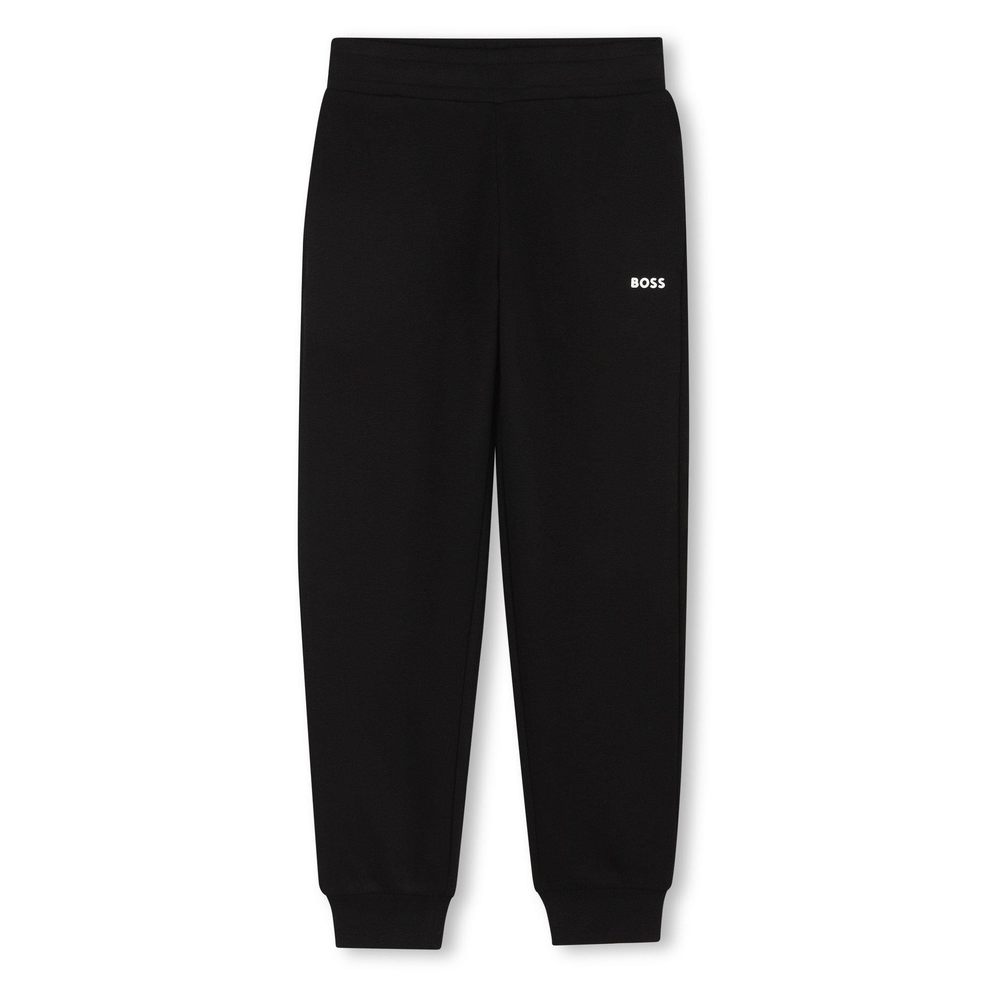 Boss Kids' Logo Closed Hem Fleece Joggers - Black - Size 6Y