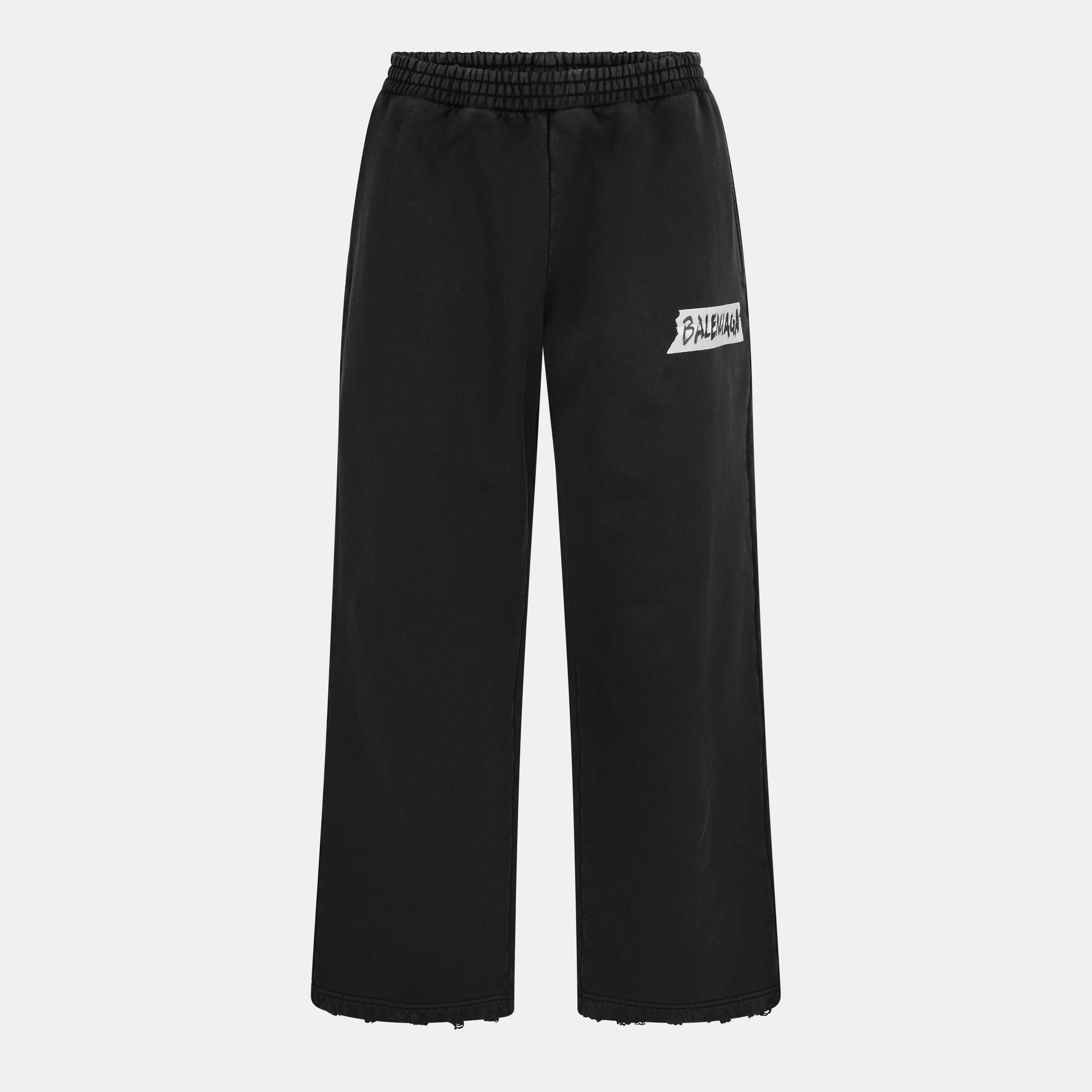 Washed Black - Balenciaga - Mens Masking Tape Baggy Trousers - 1