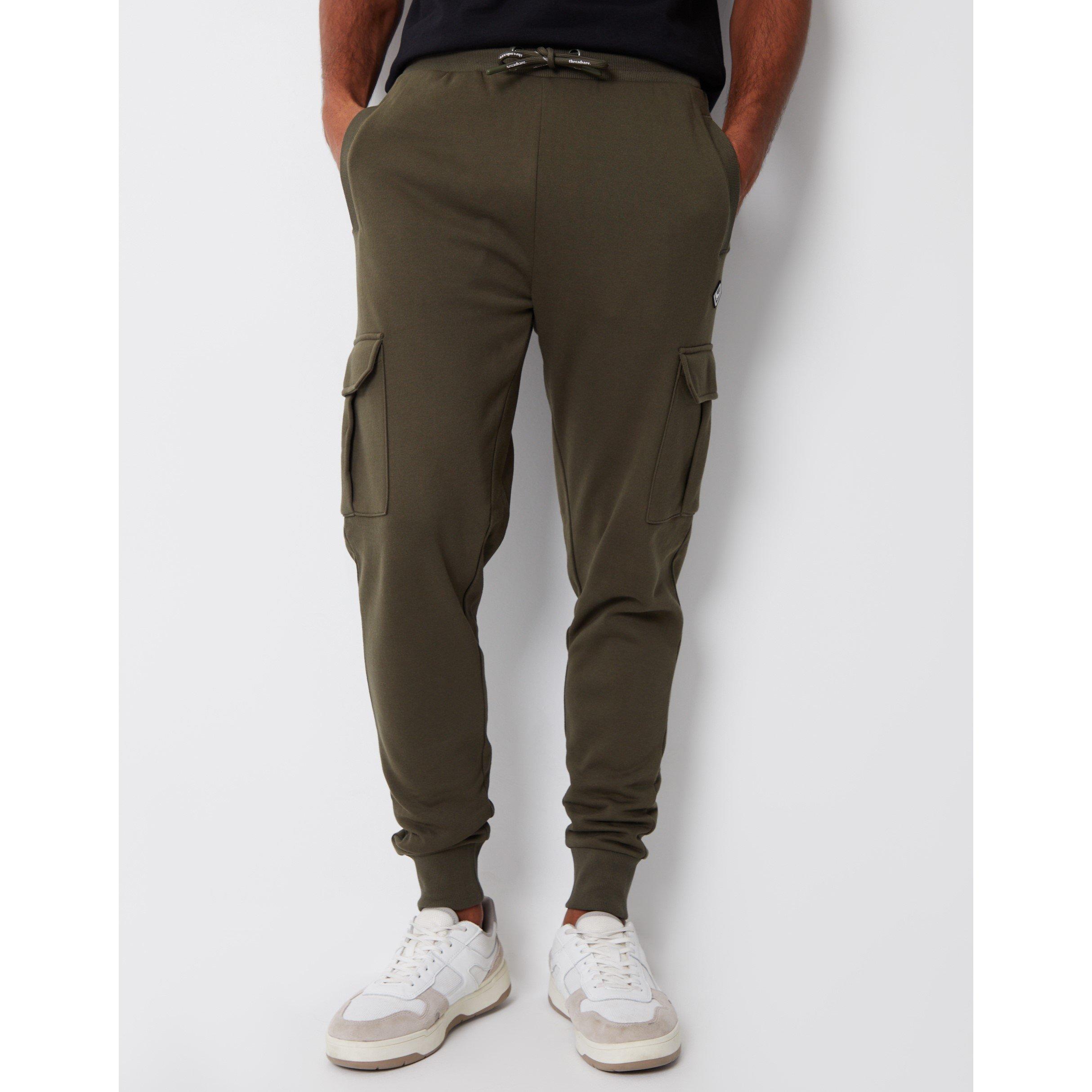 Threadbare Men's Closed Hem Fleece Joggers - Khaki - 2X Large