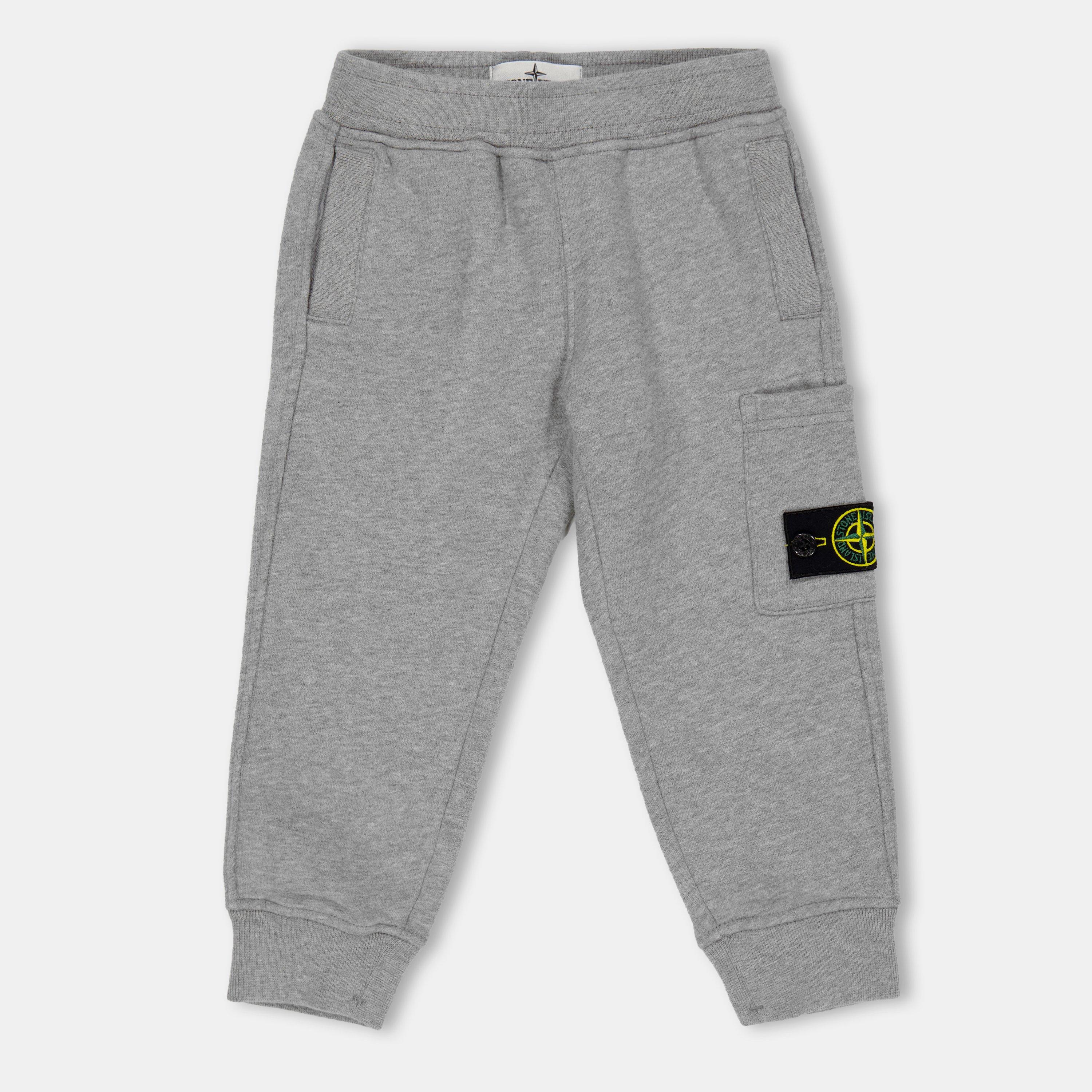 Stone Island Kids' Fleece Closed Hem Joggers - Grey Mel V0M64 - 14 Years