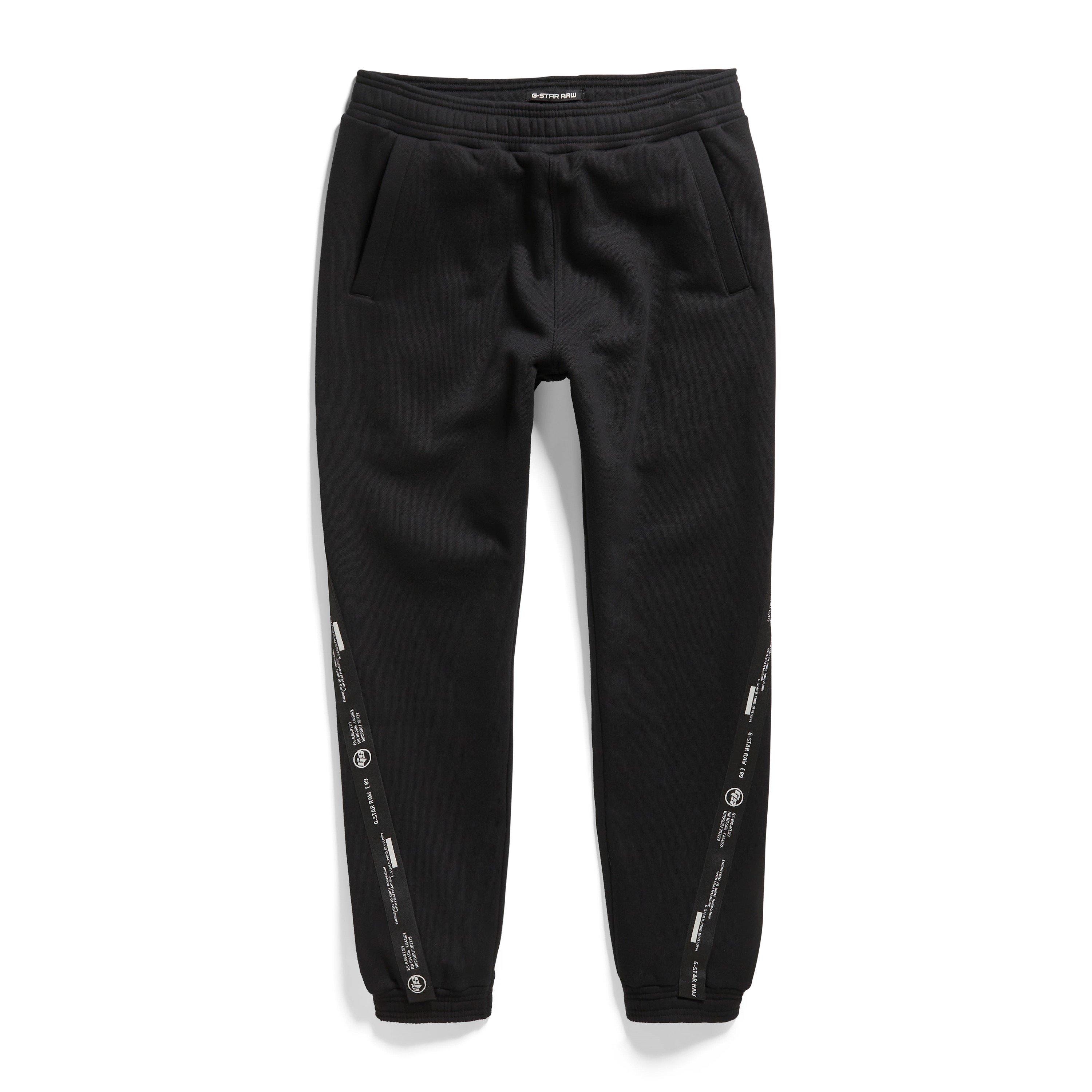 Dk Black - G Star - Men's Logo Tape Closed Hem Fleece Joggers - 5