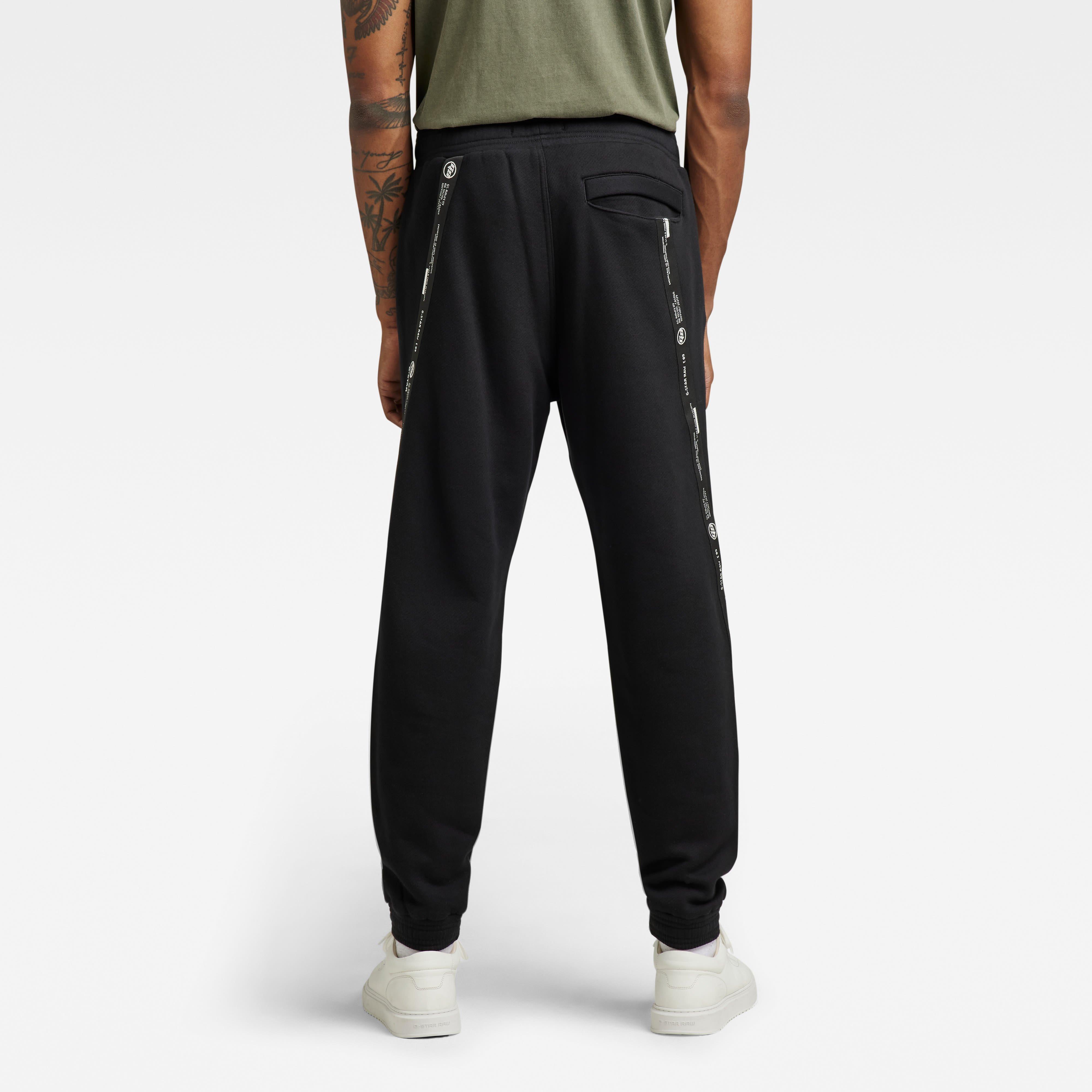 Dk Black - G Star - Men's Logo Tape Closed Hem Fleece Joggers - 3