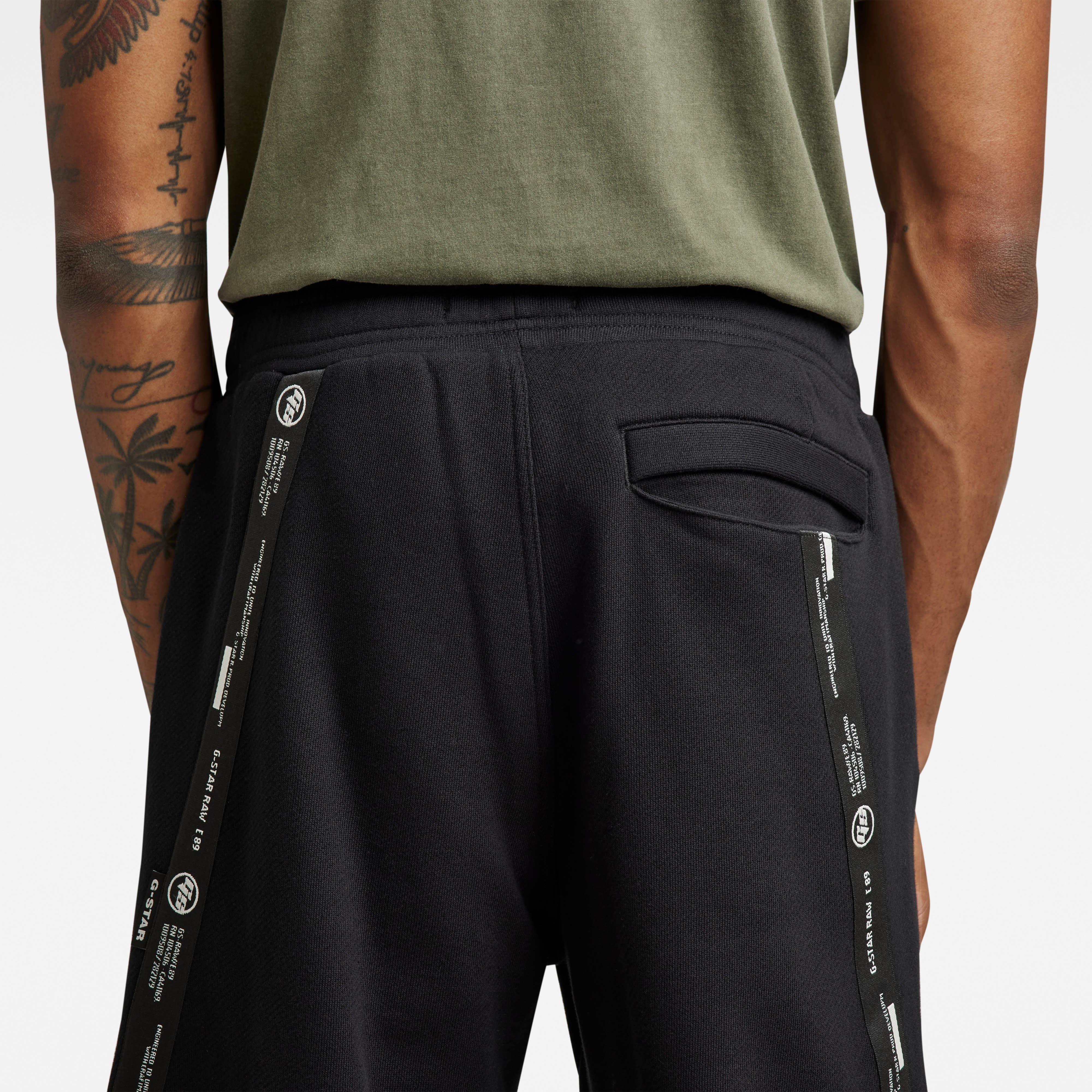 Dk Black - G Star - Men's Logo Tape Closed Hem Fleece Joggers - 4