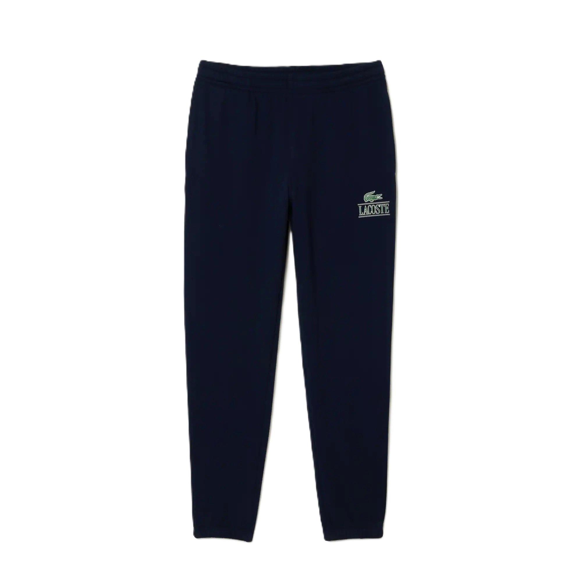 Lacoste Men's Signature Print Closed Hem Fleece Joggers - Navy Blue - XS
