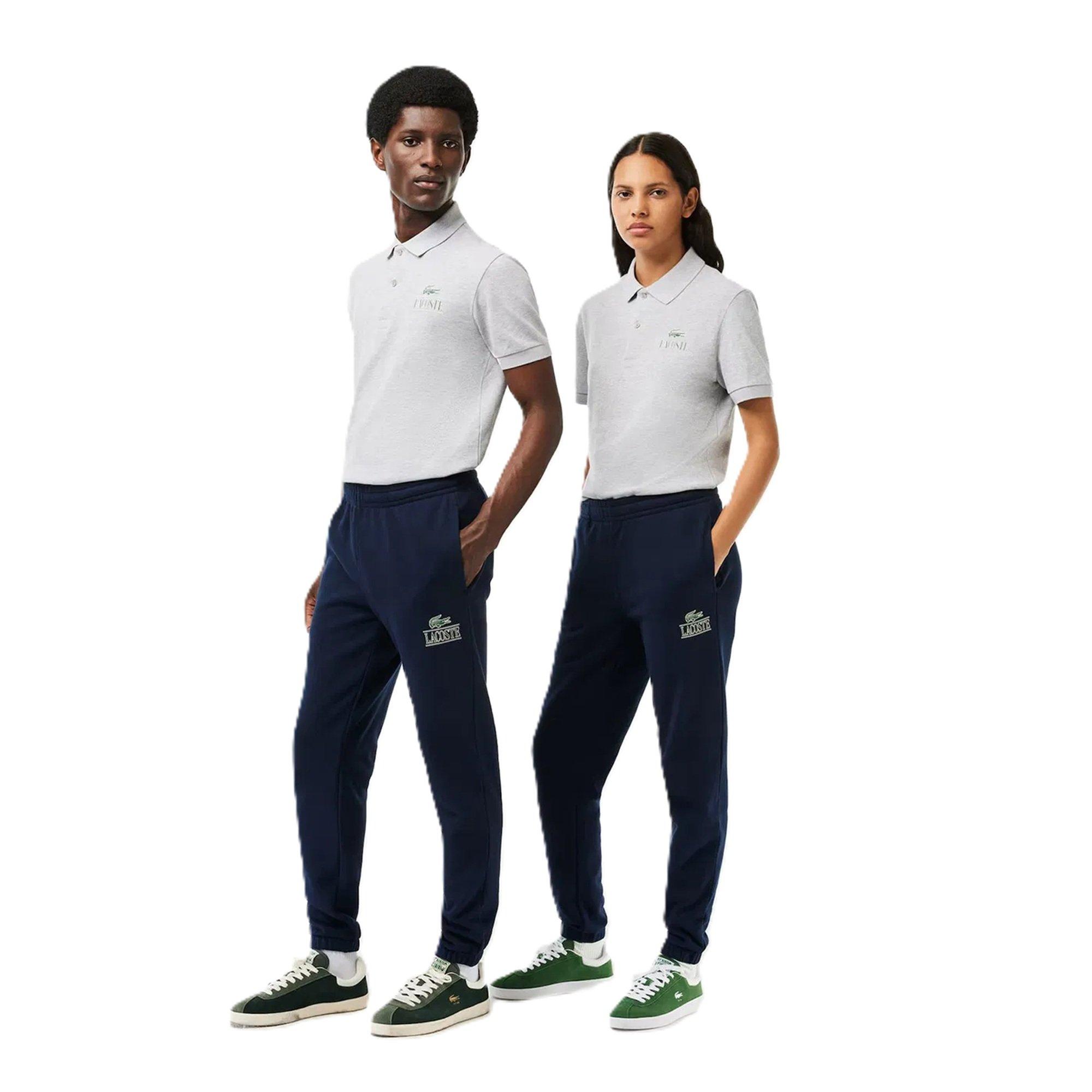 Navy Blue - Lacoste - Men's Signature Print Closed Hem Fleece Joggers - 2