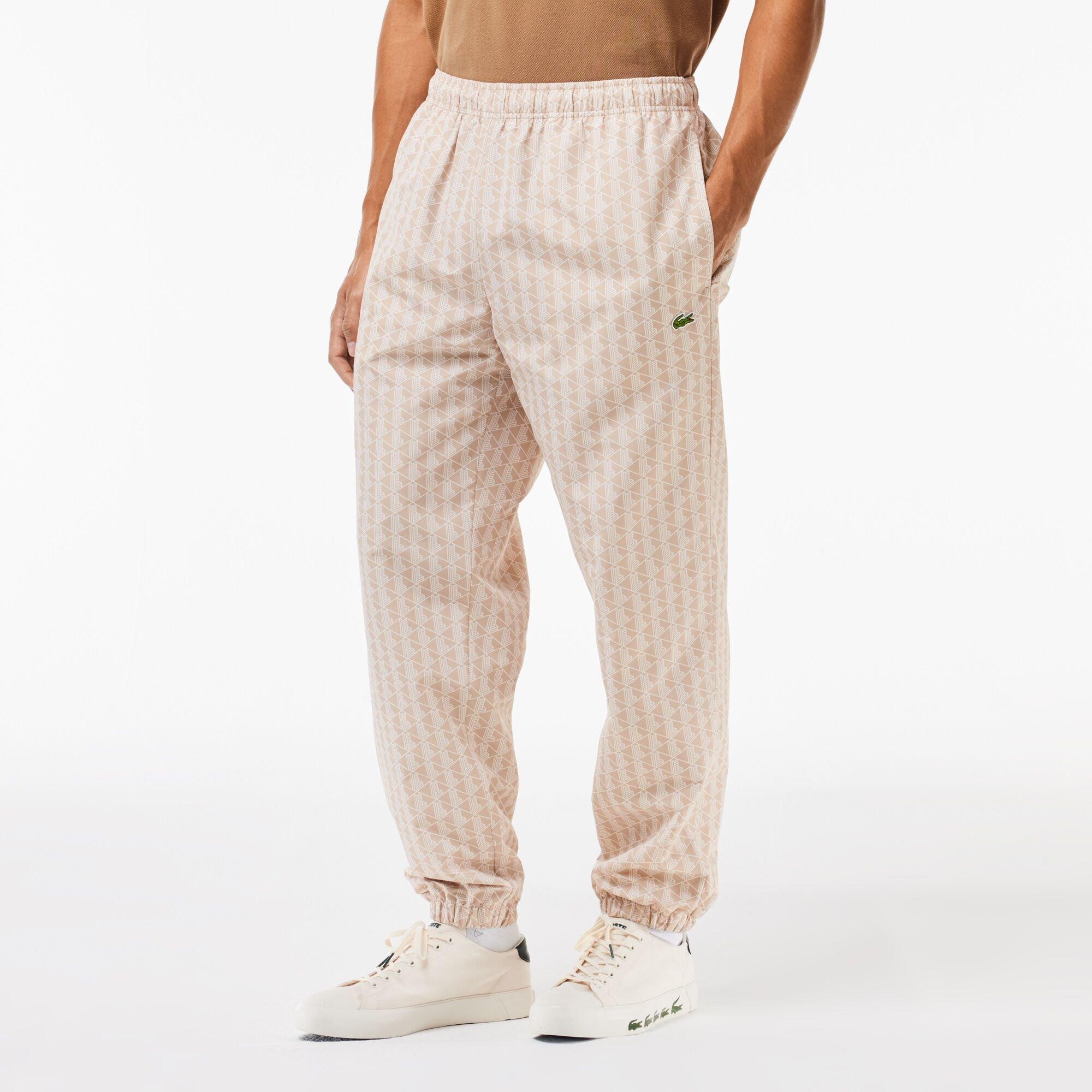 Sawdust/Lapland - Lacoste - Men's Monogram Print Closed Hem Fleece Joggers - 2