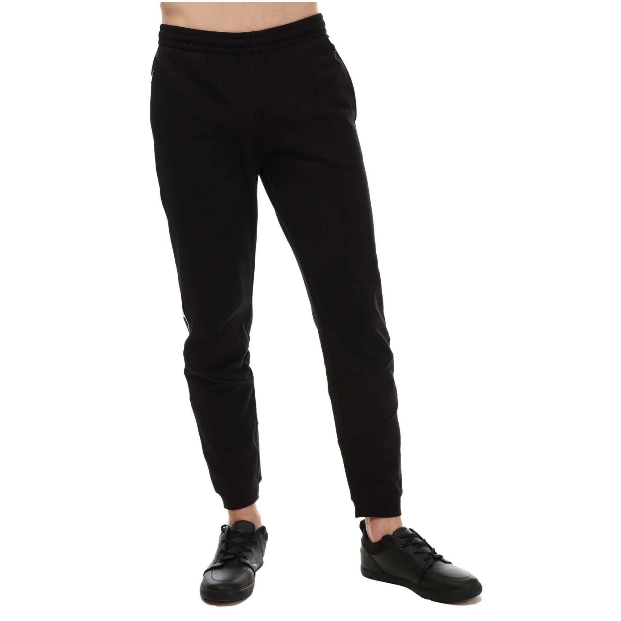 Black - Lacoste - Men's Tape Logo Fleece Closed Hem Joggers - 1