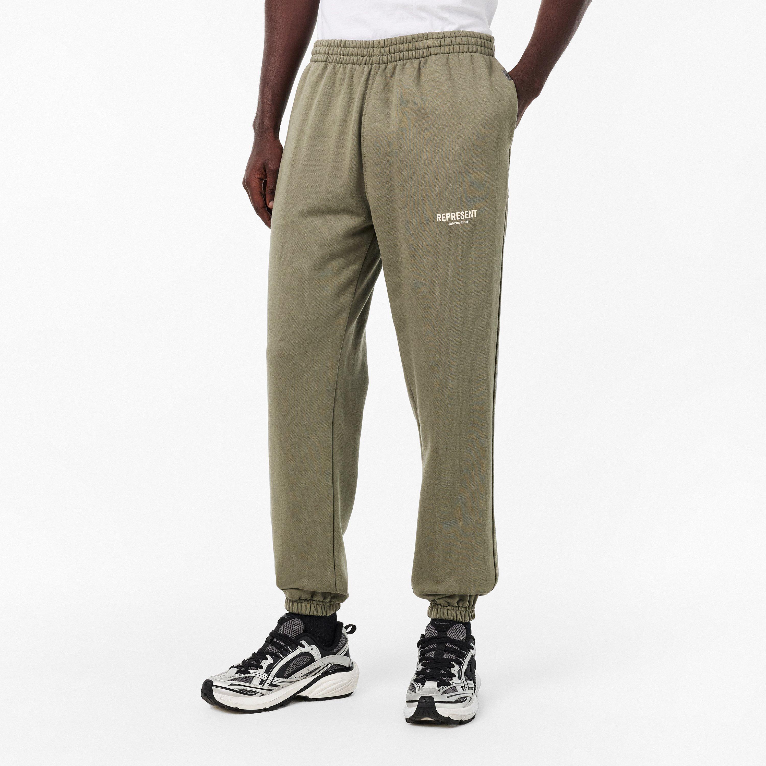 Olive - Represent - Men's Closed Hem Fleece Joggers - 3