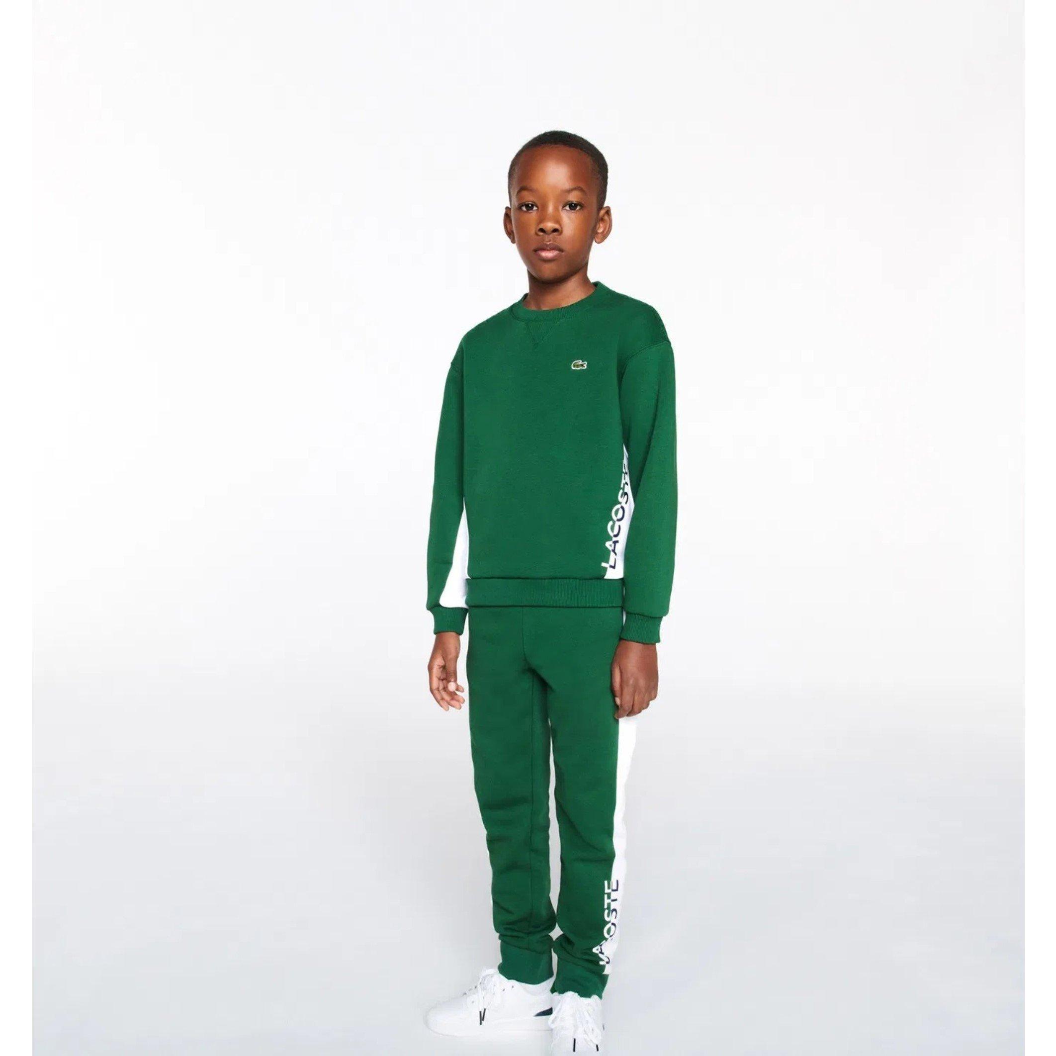 Green/White - Lacoste - Unisex Kids' Logo Closed Hem Fleece Joggers - 1