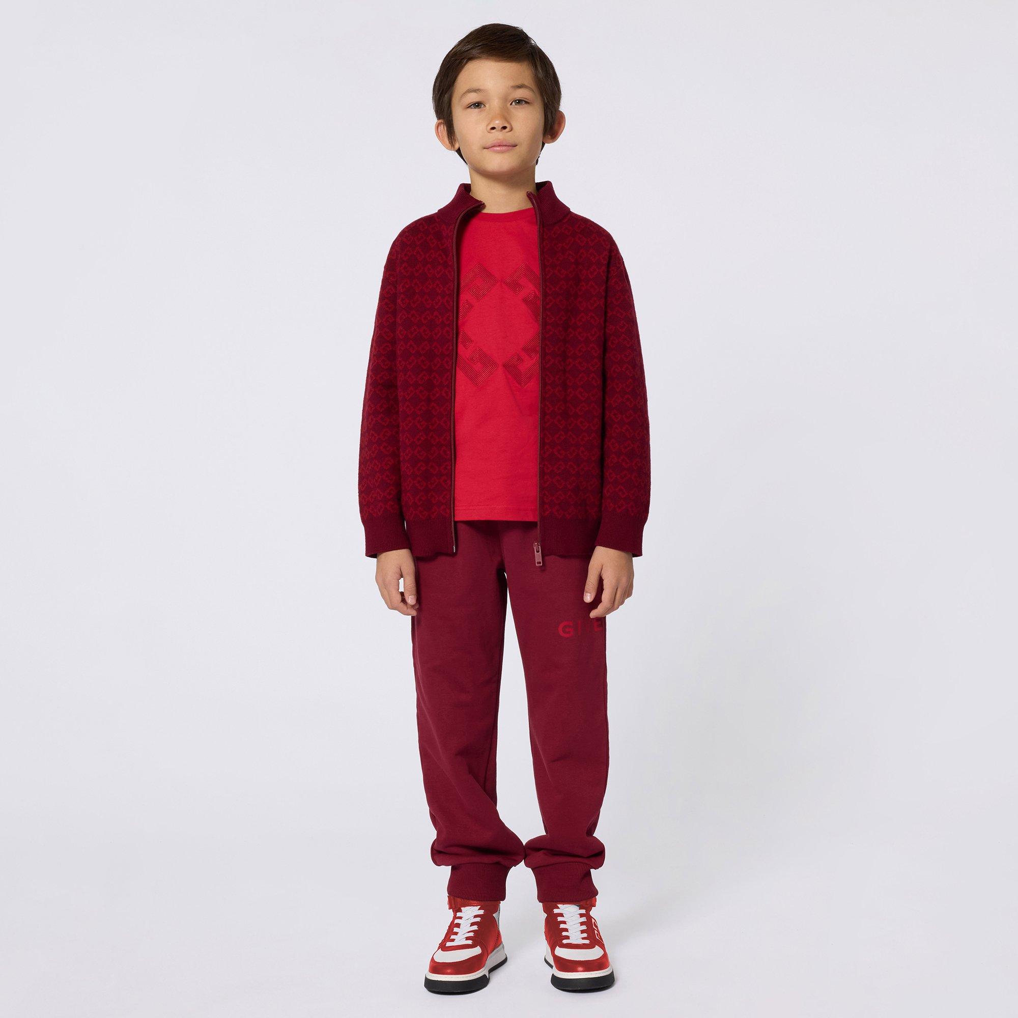 Red 95C - GIVENCHY - Unisex Kids' GIV Logo Closed Hem Fleece Joggers - 3