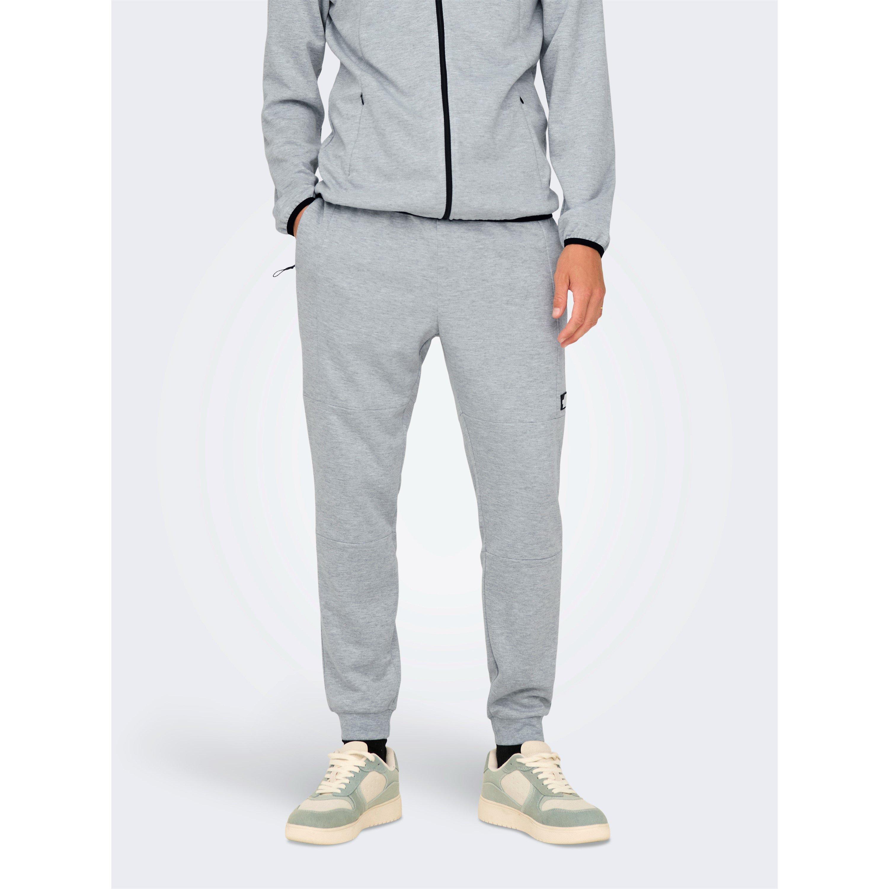 LGrey Melange - Only - Closed Hem Fleece Joggers - 2