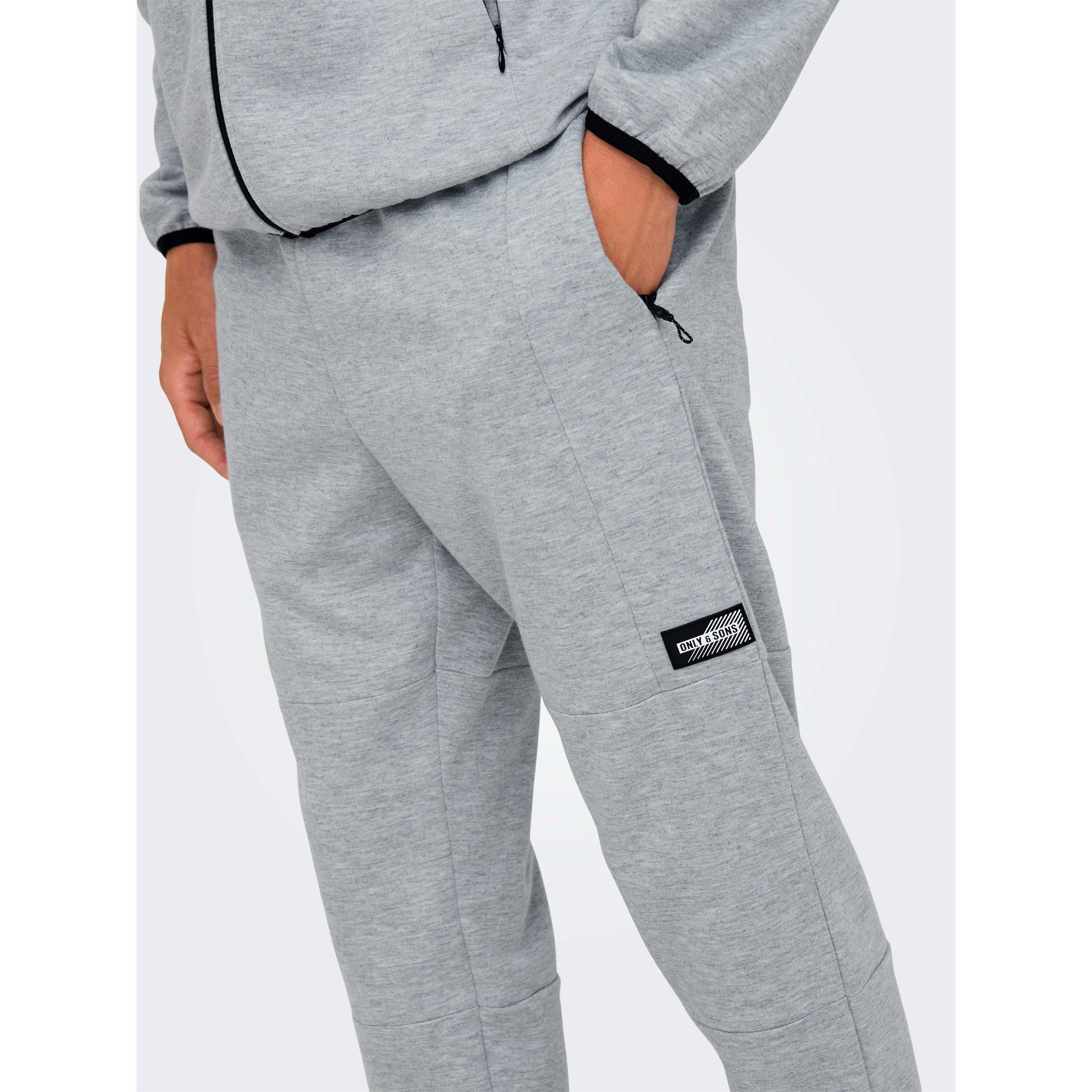 LGrey Melange - Only - Closed Hem Fleece Joggers - 3