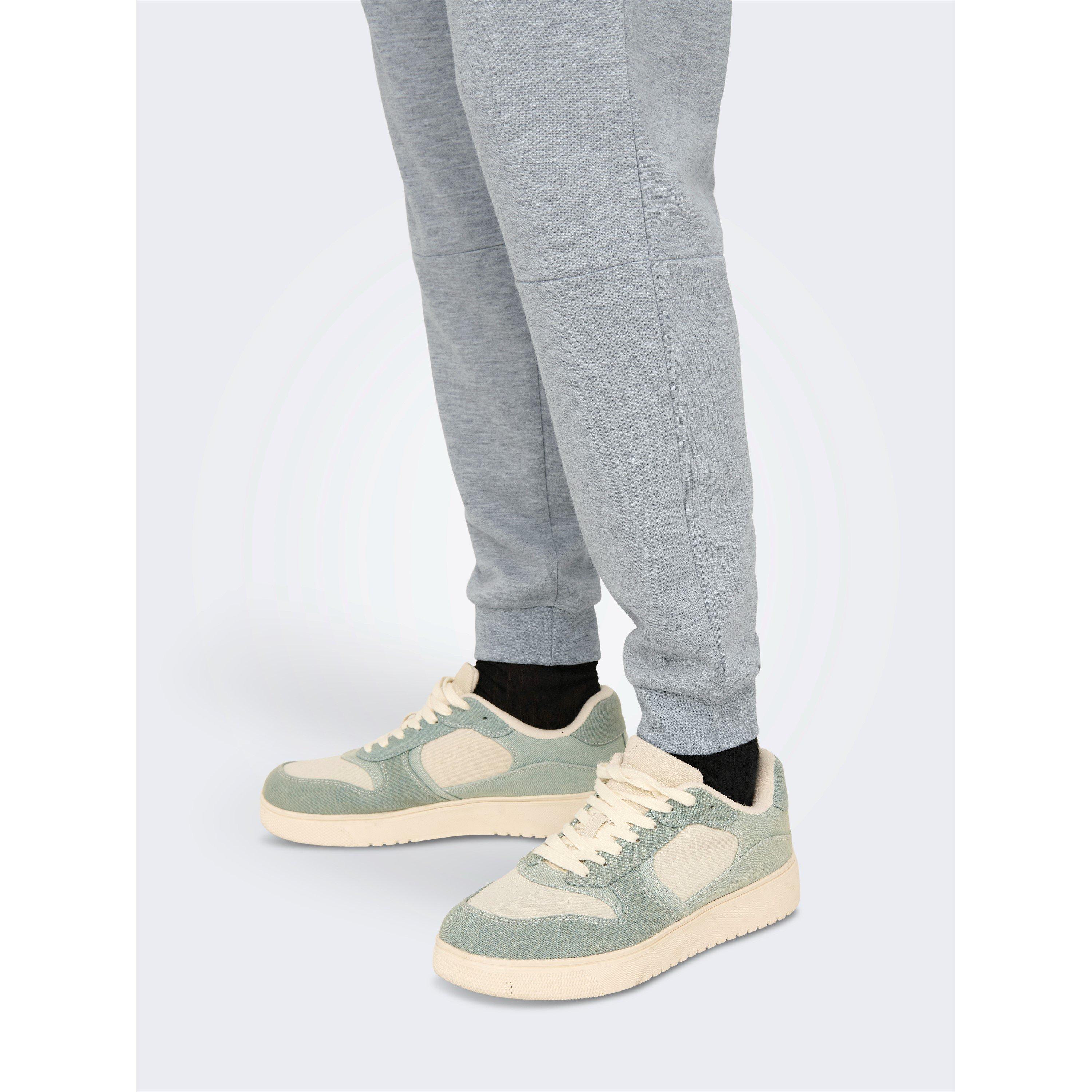 LGrey Melange - Only - Closed Hem Fleece Joggers - 4