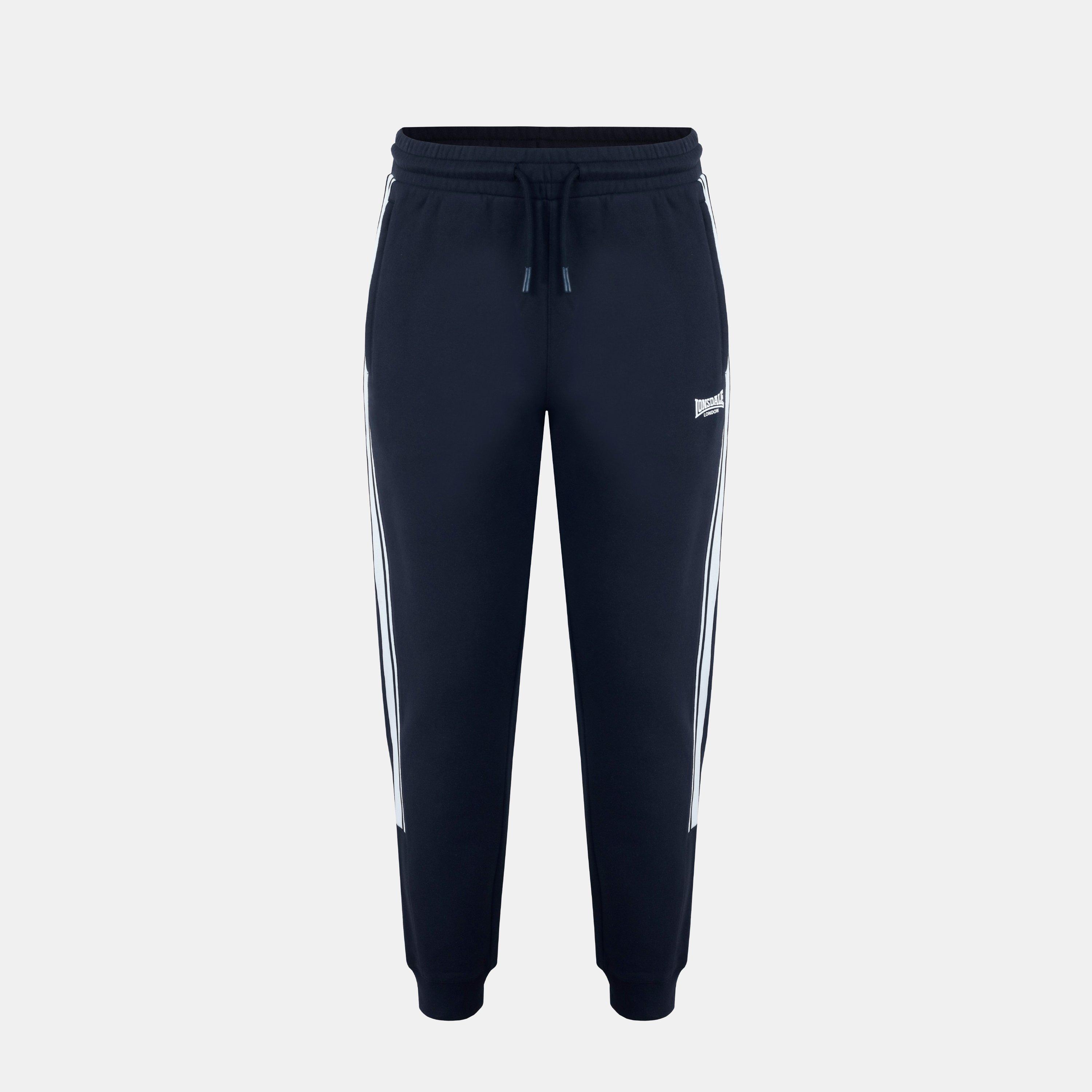 Black/White - Lonsdale - Mens Closed Hem Fleece Joggers - 1