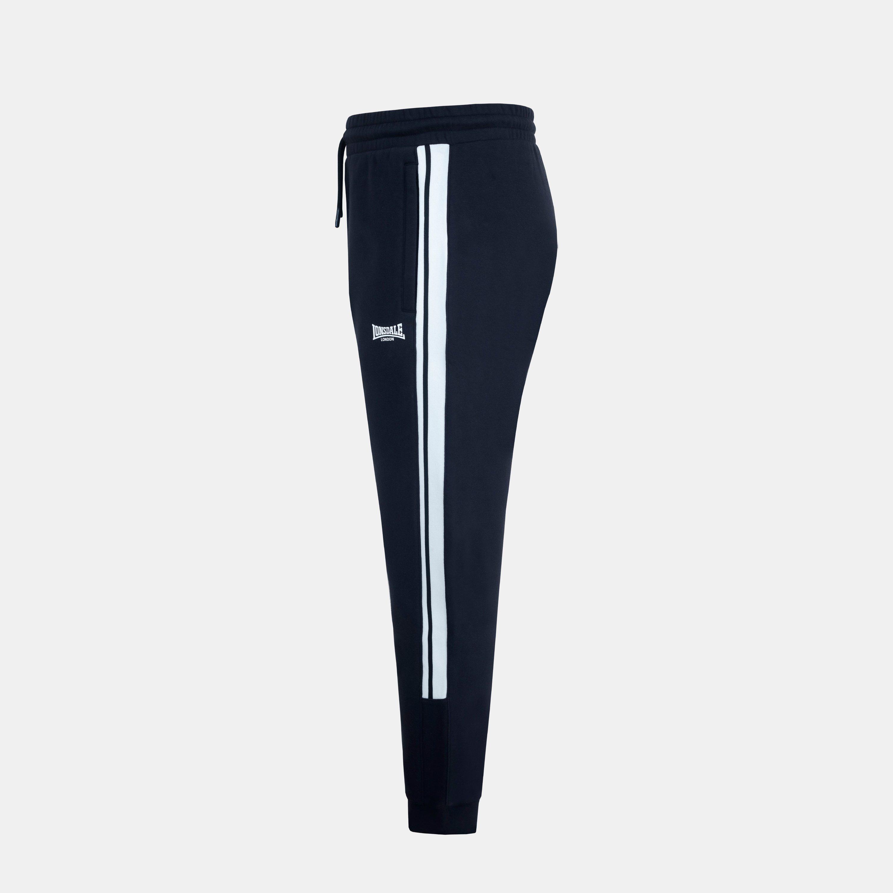 Black/White - Lonsdale - Closed Hem Fleece Tapered Joggers - 4