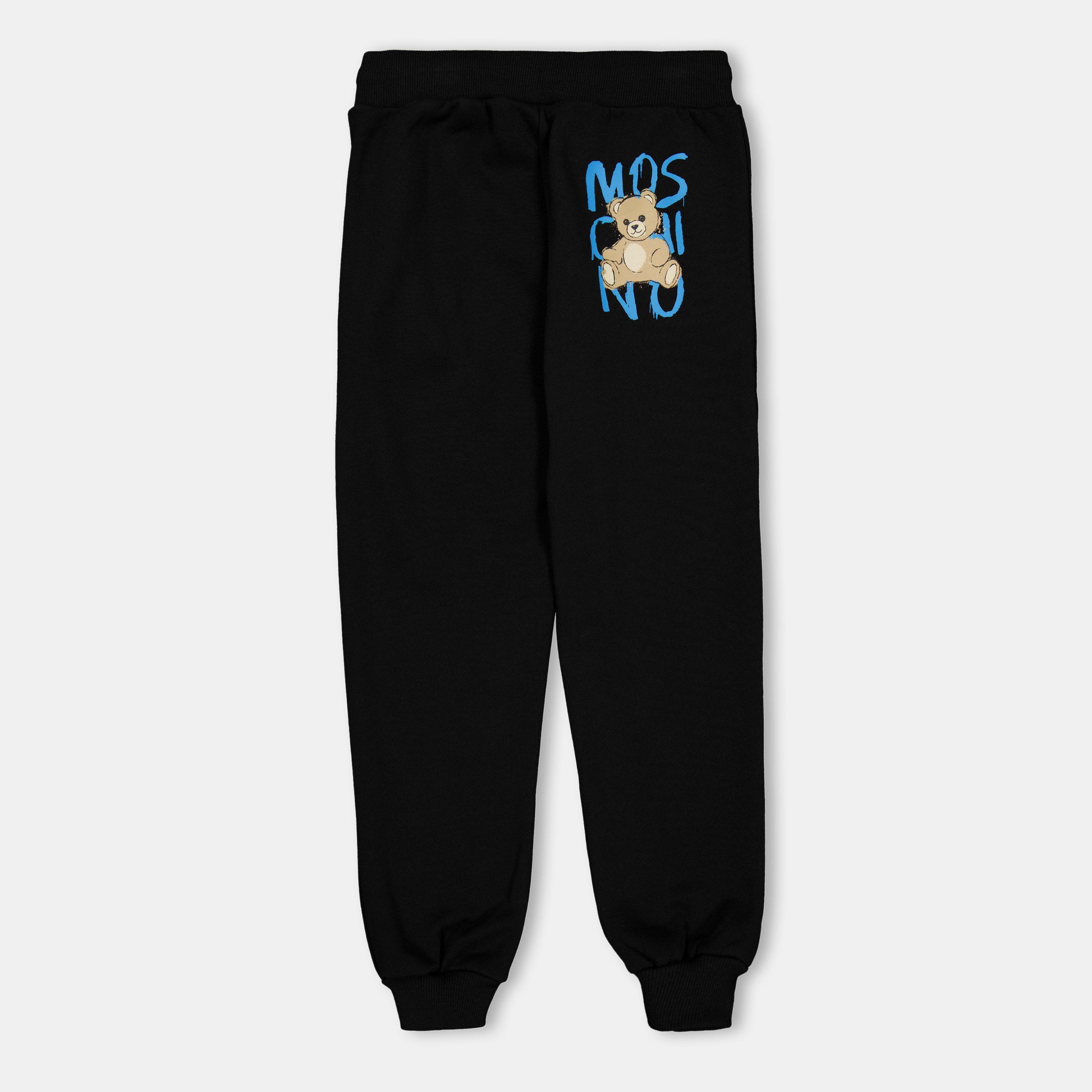 Blk Blu 60100 - Moschino - Unisex Kids' Spray Logo Closed Hem Fleece Joggers - 2