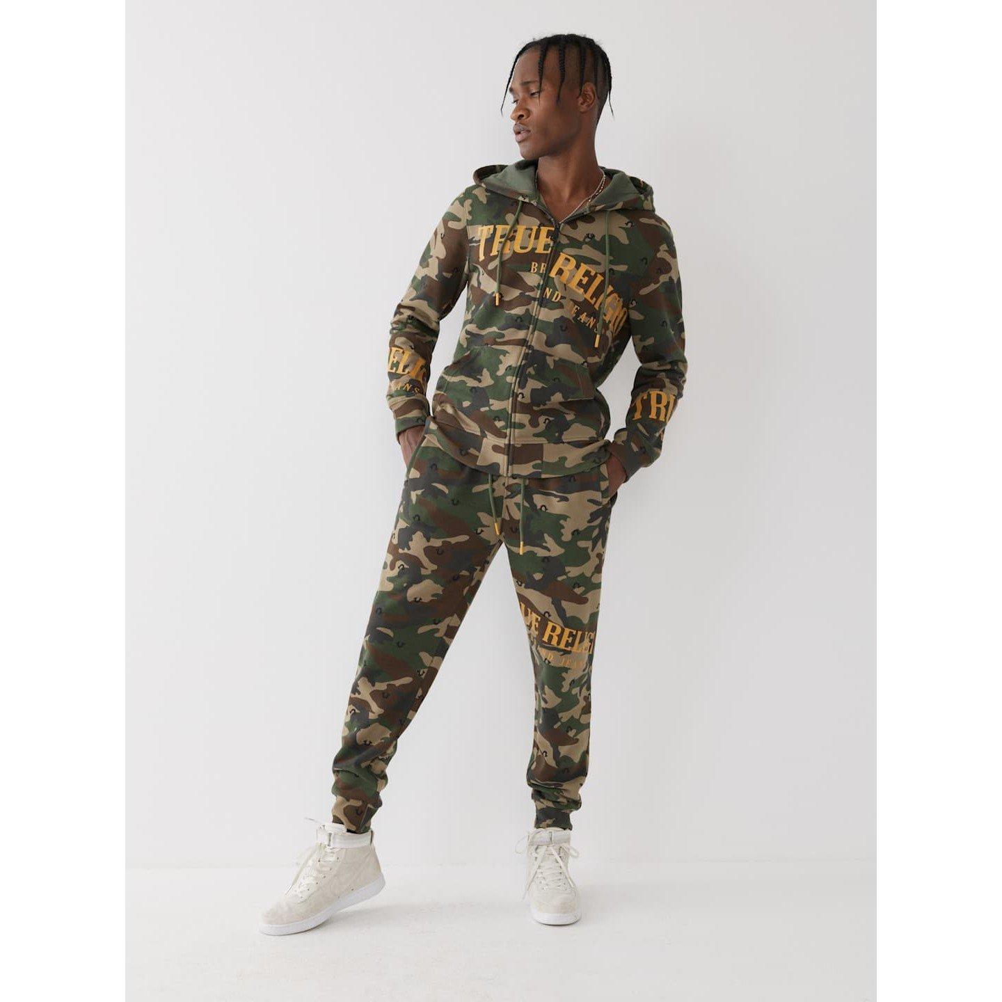 Green Camo - True Religion - Camo Welt Pocket Logo Closed Hem Fleece Joggers - 4
