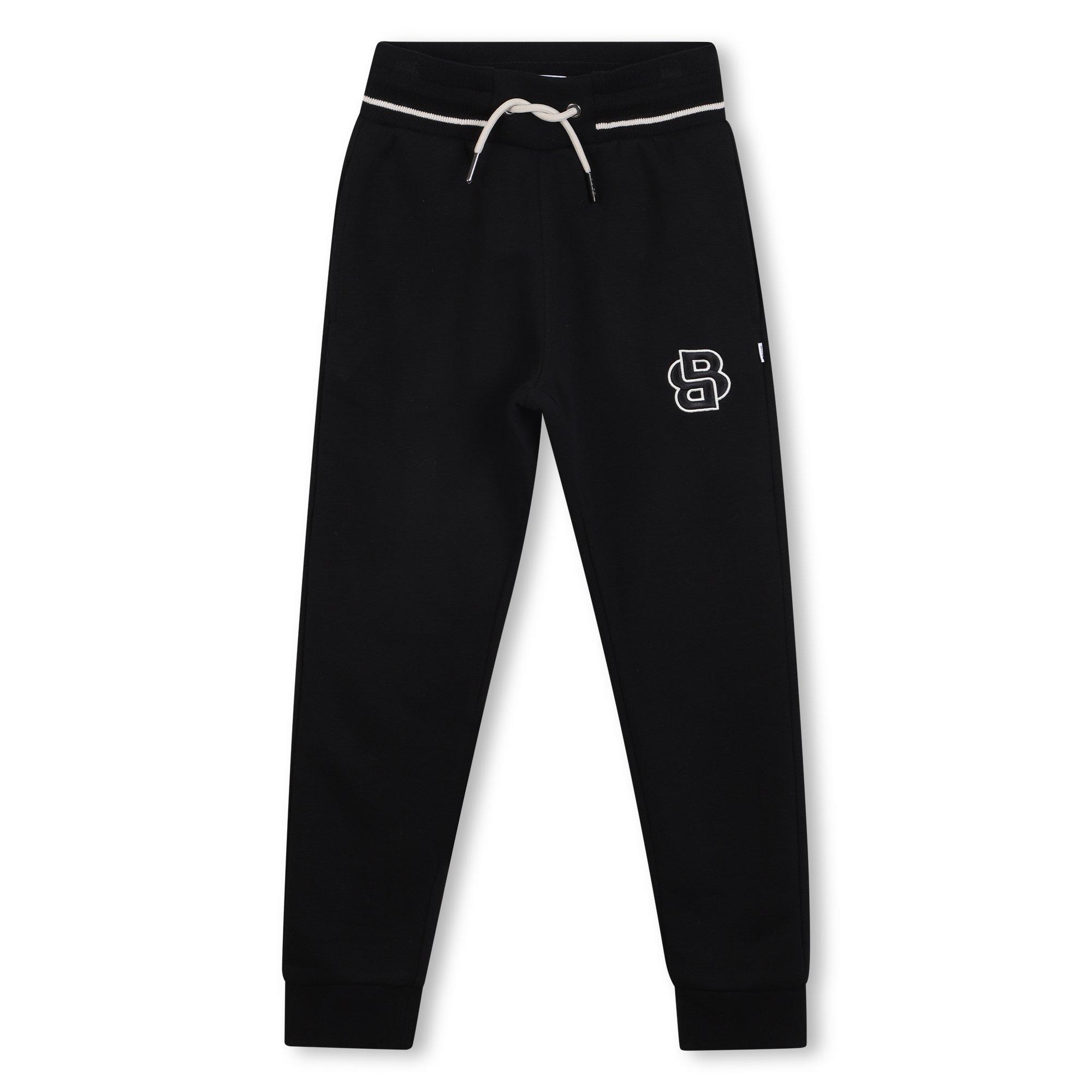 Boss Kids Contrast Closed Hem Fleece Jogging Bottoms - Black - Size 6Y