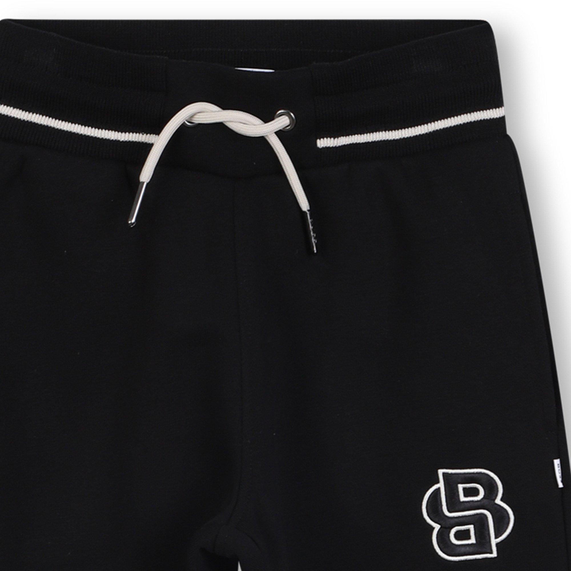 Black - Boss - Kids Contrast Closed Hem Fleece Jogging Bottoms - 3