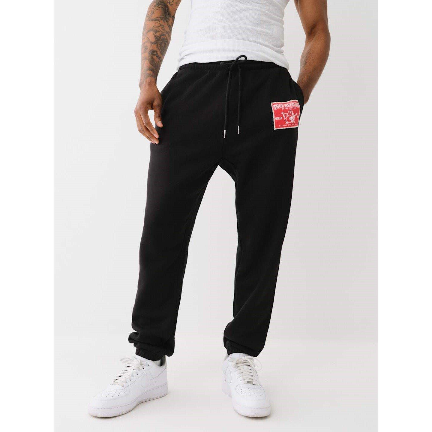 Jet Black - True Religion - Relaxed Closed Hem Fleece Joggers - 1