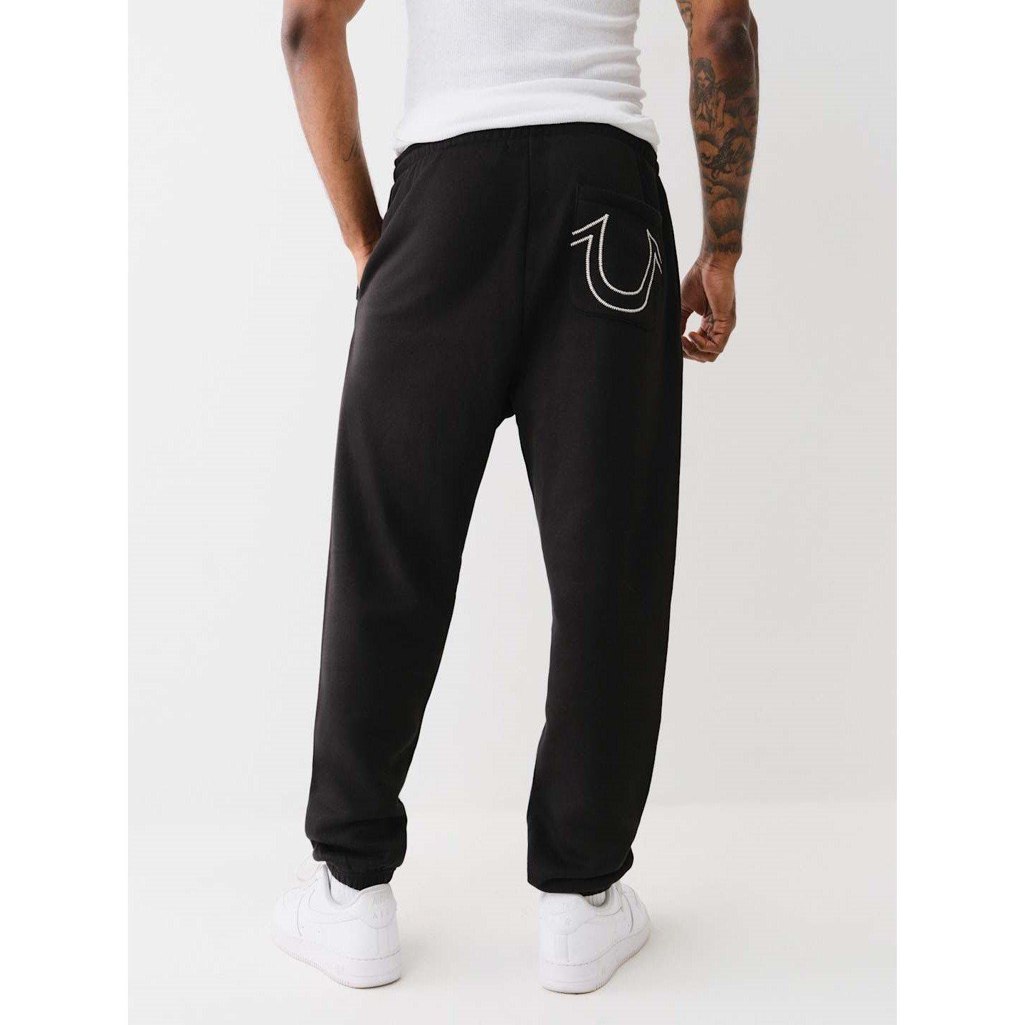 Jet Black - True Religion - Relaxed Closed Hem Fleece Joggers - 2