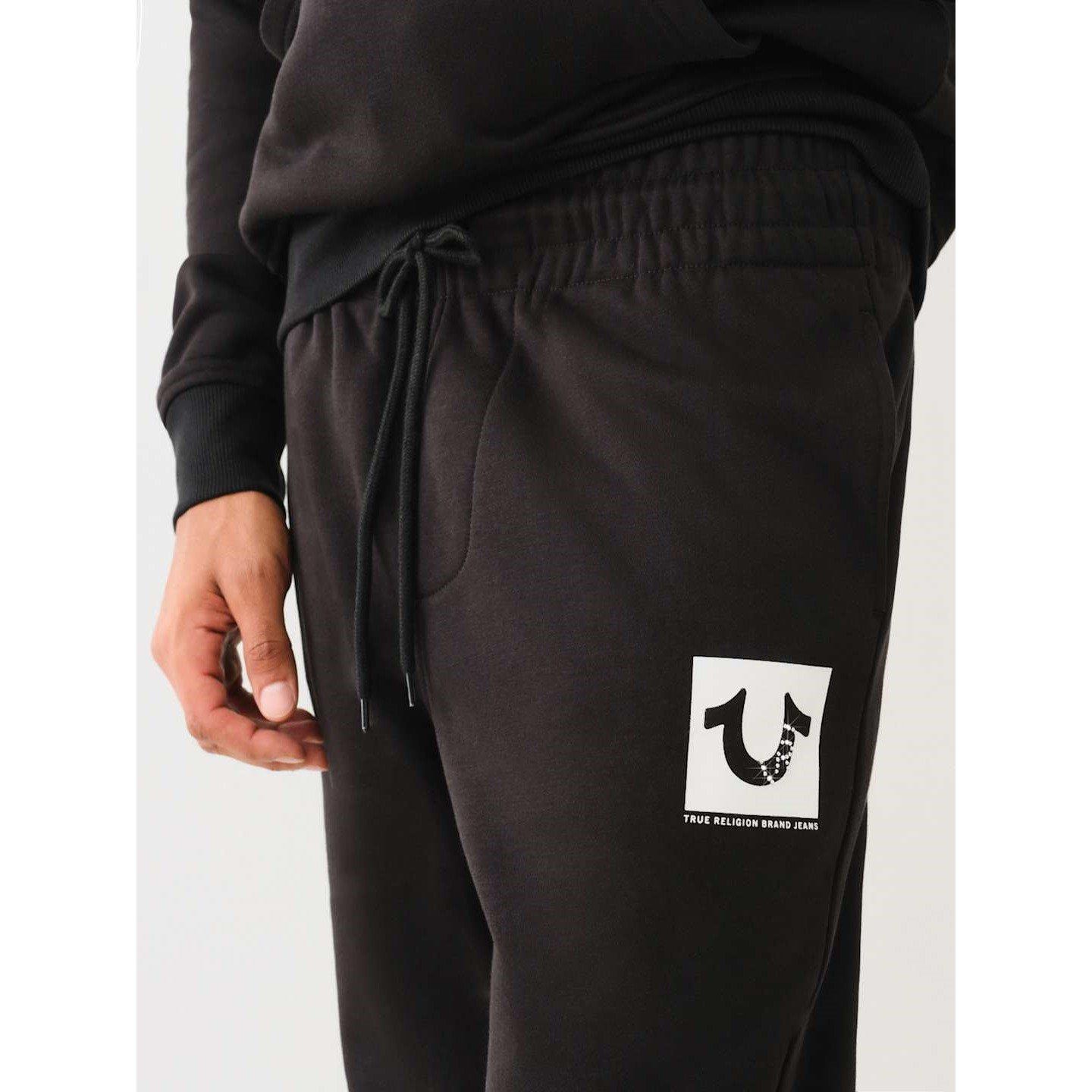Jet Black - True Religion - Men's Studded Registered Icon Closed Hem Fleece Joggers - 3