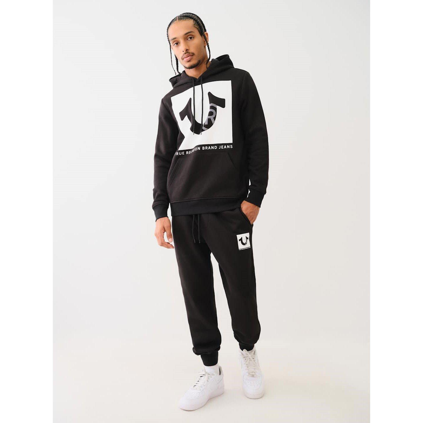 Jet Black - True Religion - Men's Studded Registered Icon Closed Hem Fleece Joggers - 4