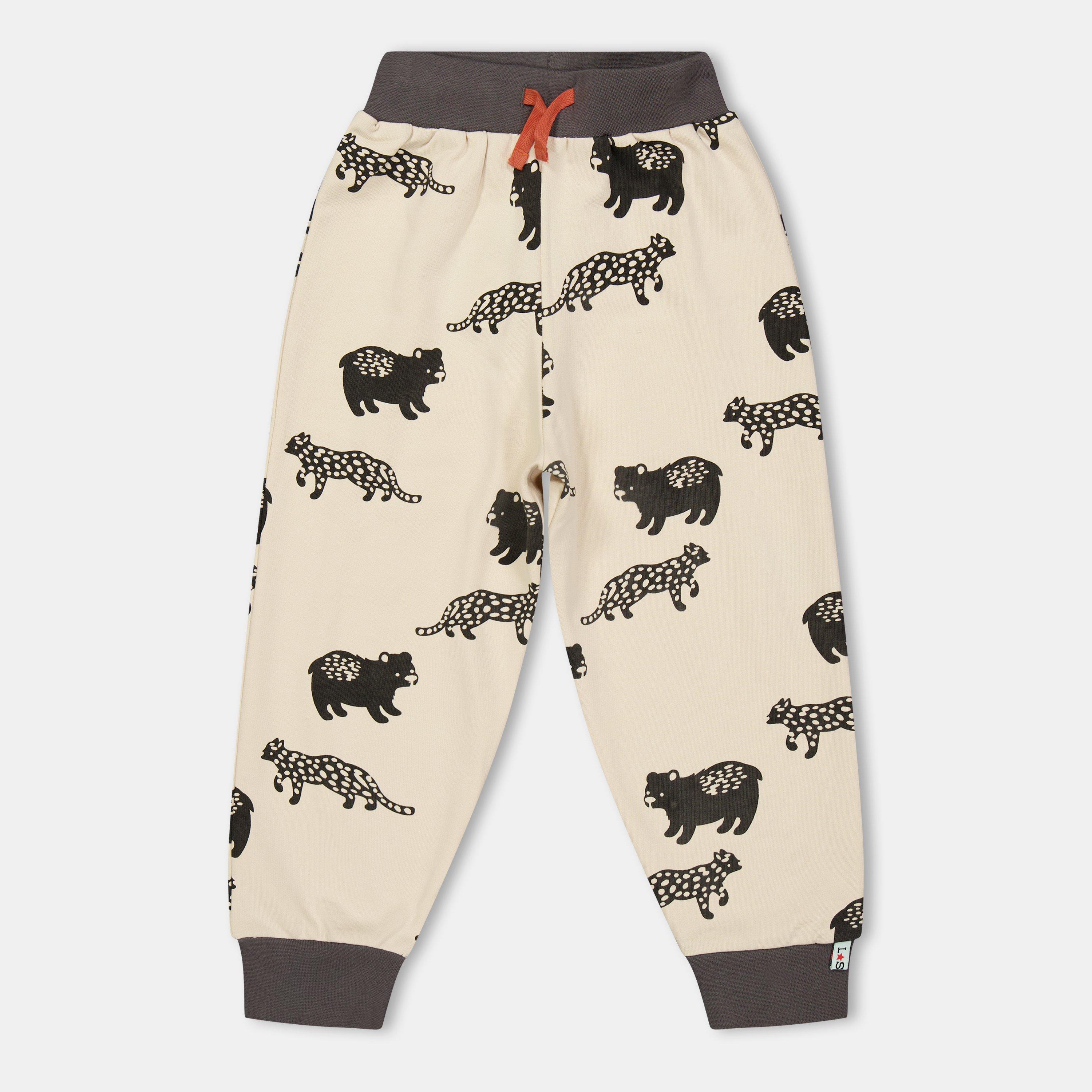 Lilly And Sid Boys Leopard Closed Hem Fleece Joggers - White - 6-7 Years