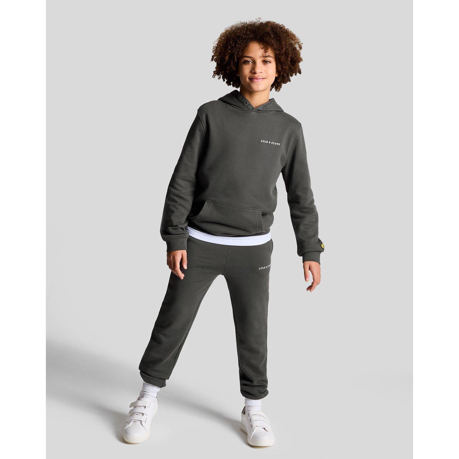 W635 Gunmetal - Lyle and Scott - Kids' Logo Closed Hem Fleece Joggers - 4
