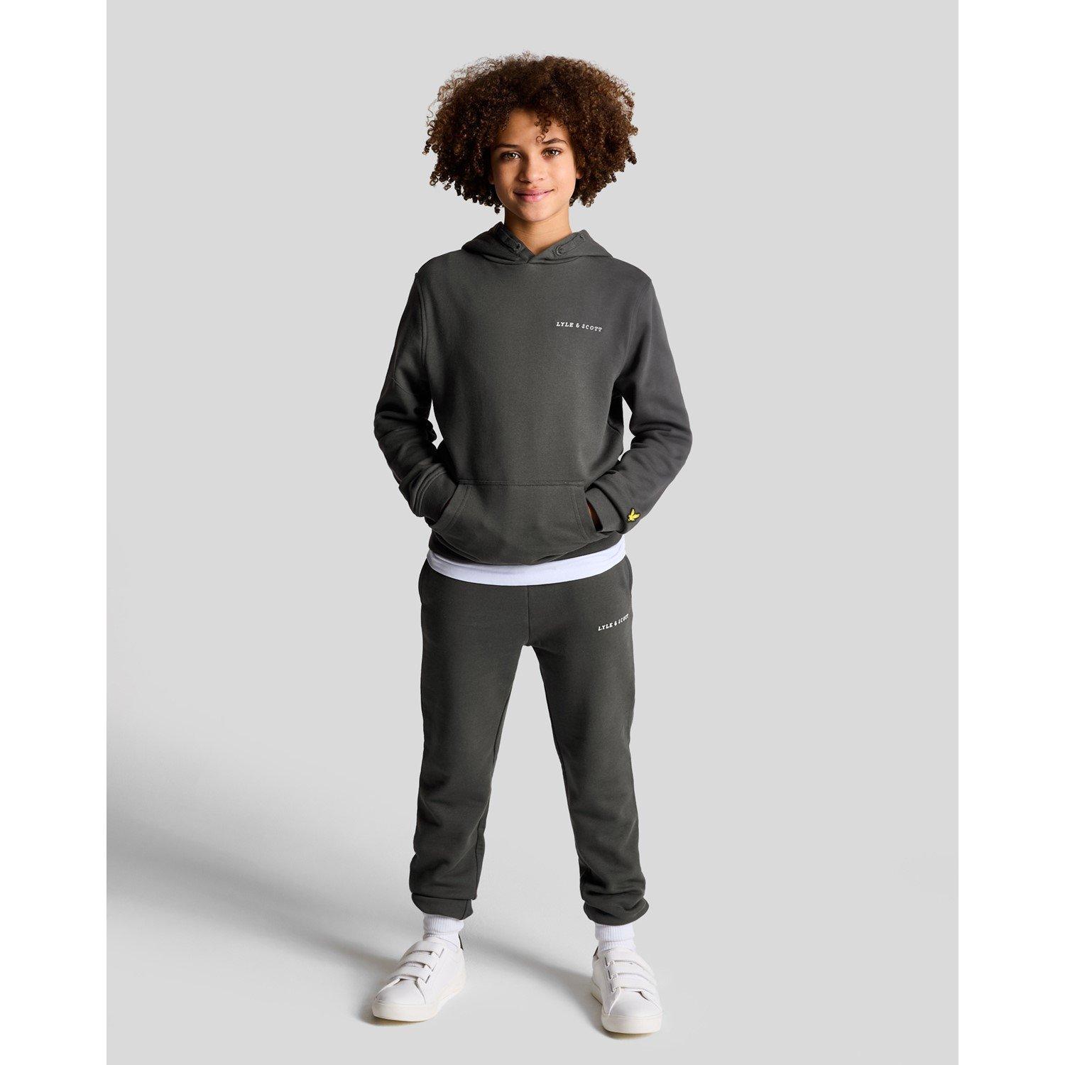 W635 Gunmetal - Lyle and Scott - Kids' Logo Closed Hem Fleece Joggers - 5