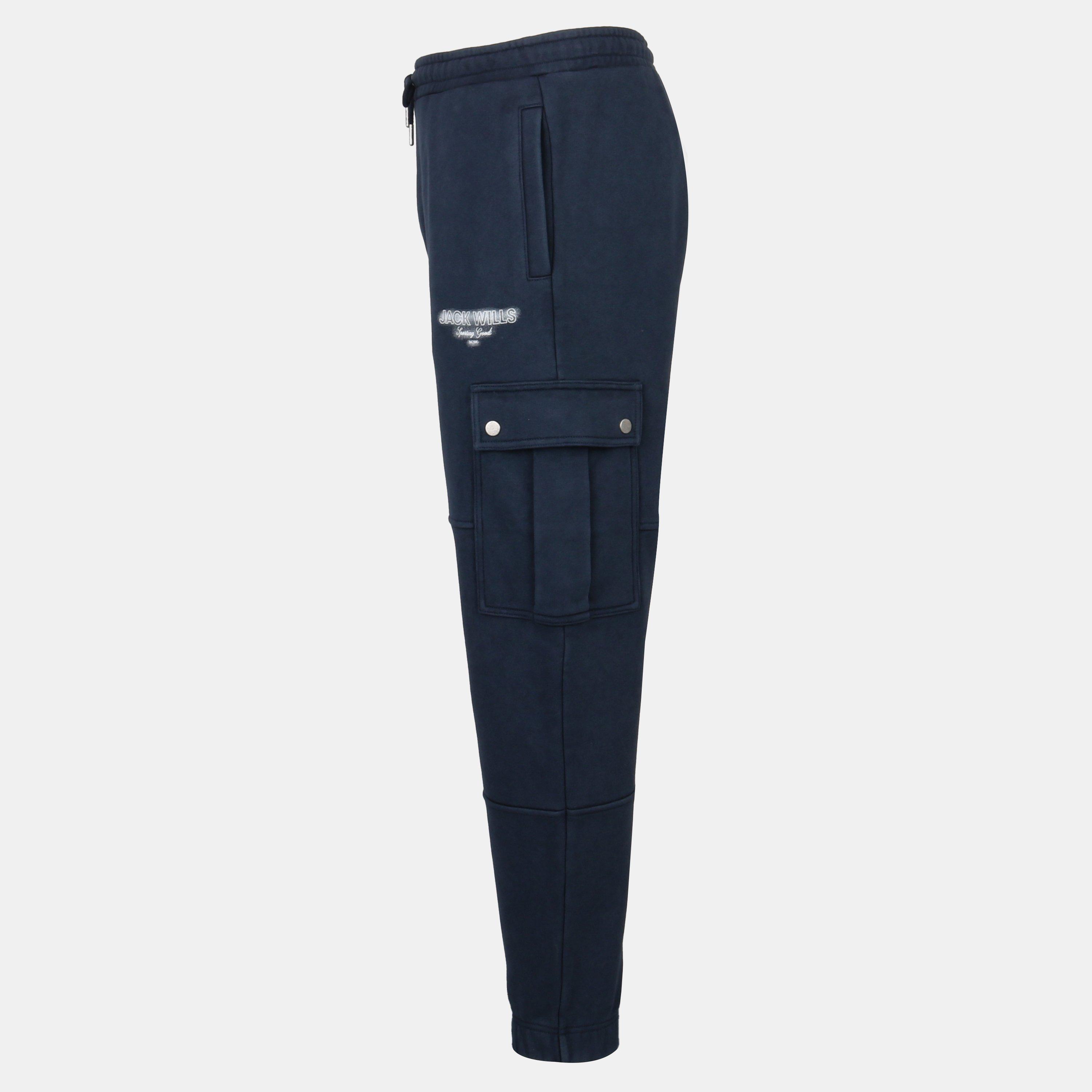 Navy - Jack Wills - Script Cargo Cotton Ribbed Cuffs Joggers - 3