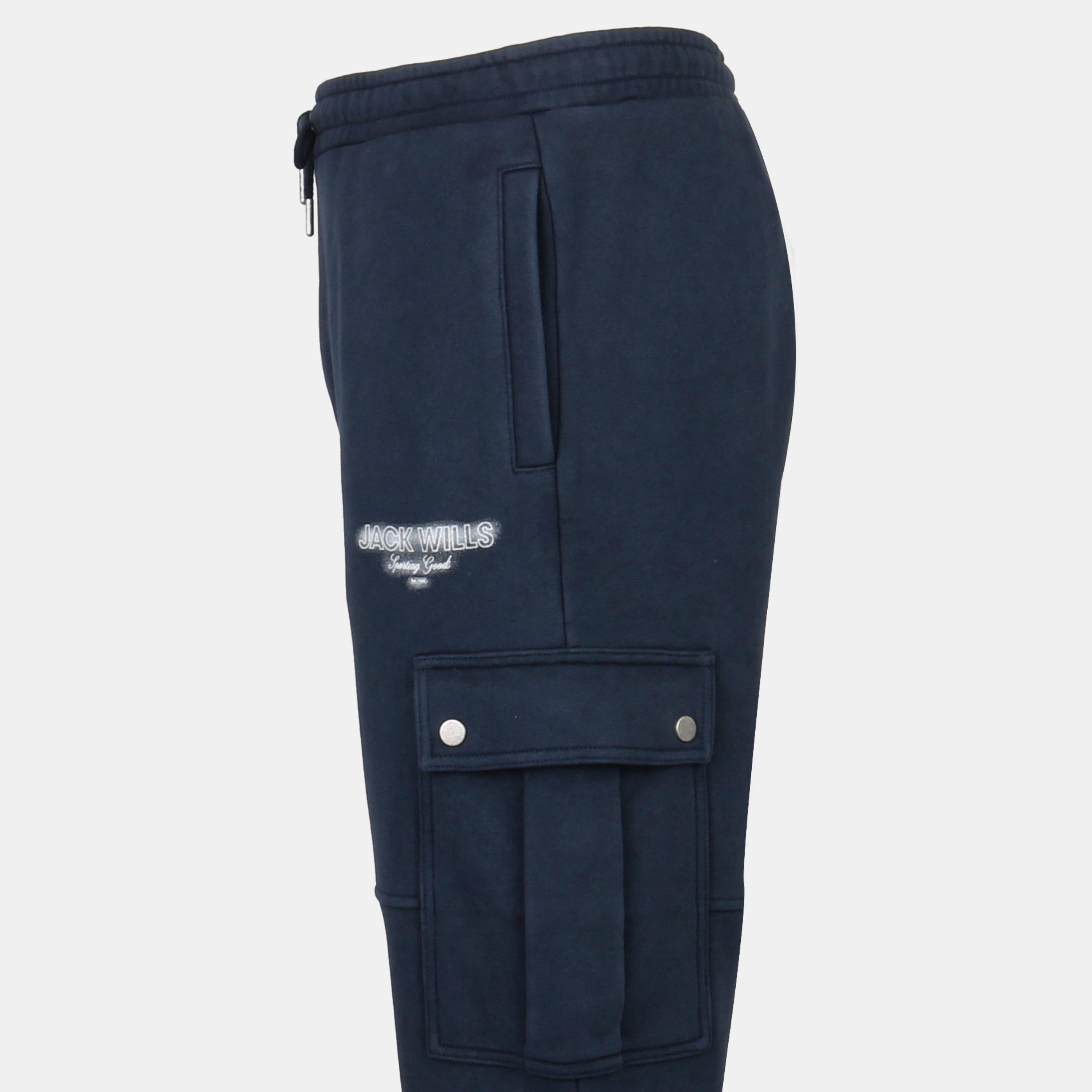 Navy - Jack Wills - Script Cargo Cotton Ribbed Cuffs Joggers - 4