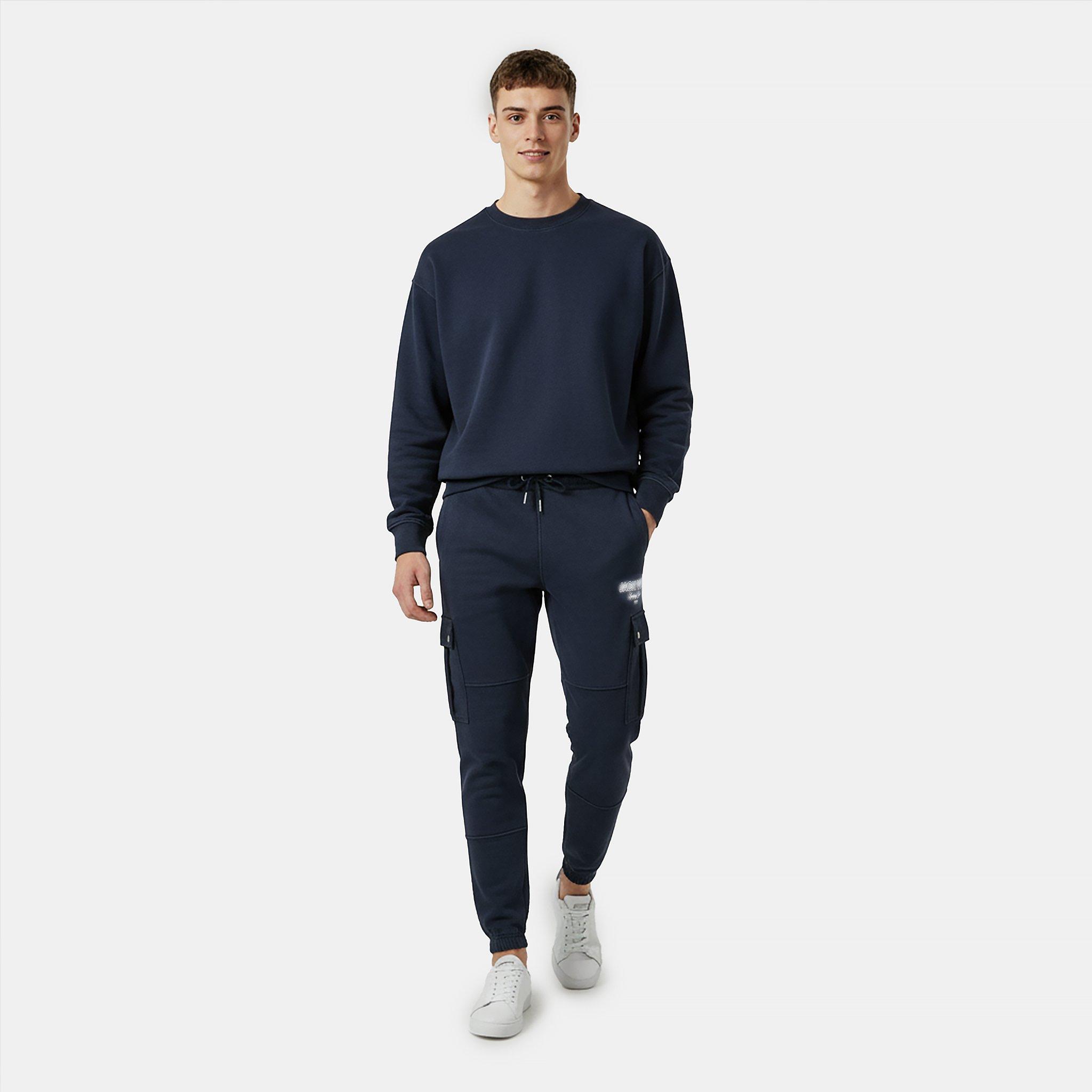 Navy - Jack Wills - Men's Script Cargo Cotton Ribbed Cuffs Joggers - 5