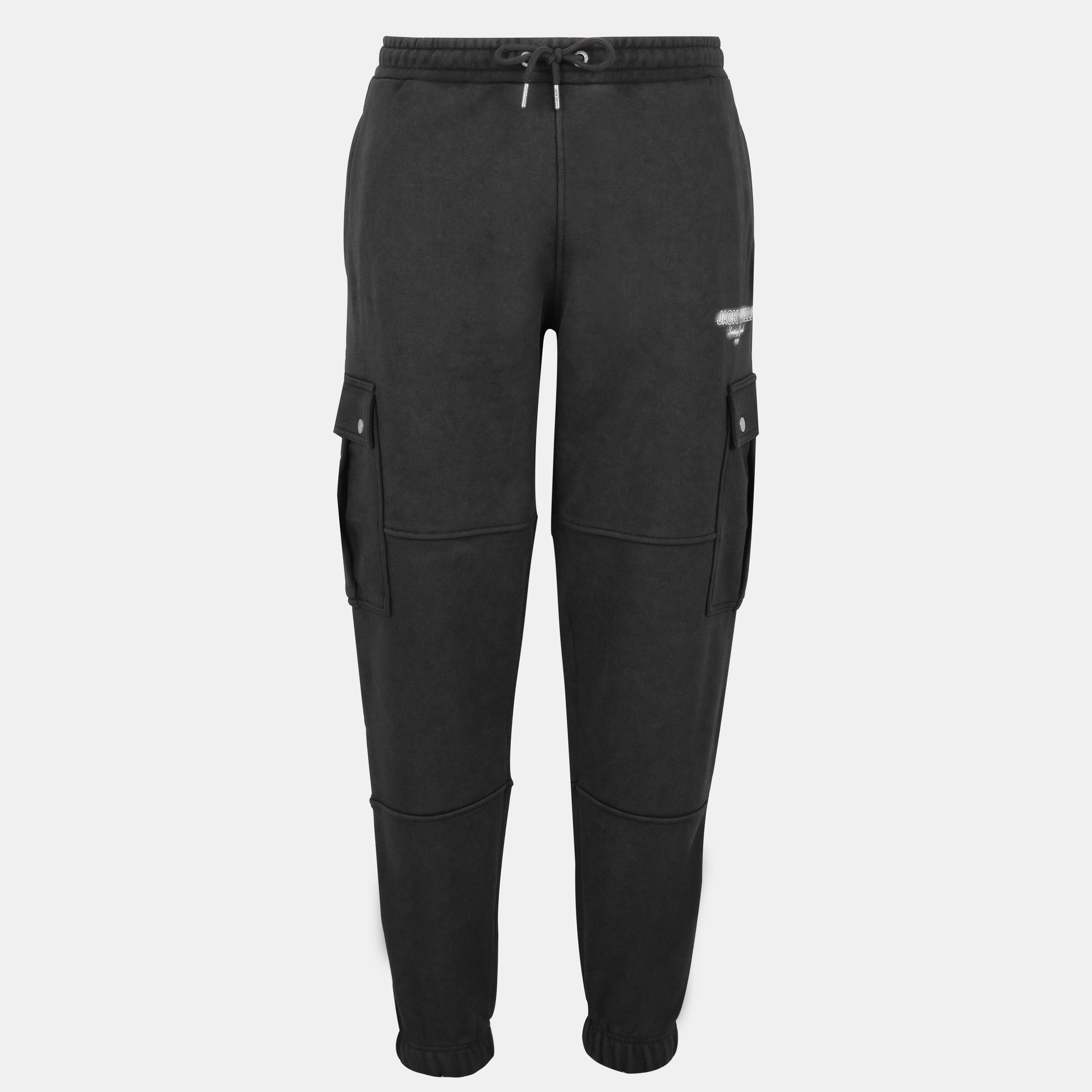 Jack Wills Men's Script Cargo Cotton Ribbed Cuffs Joggers - Black - XS