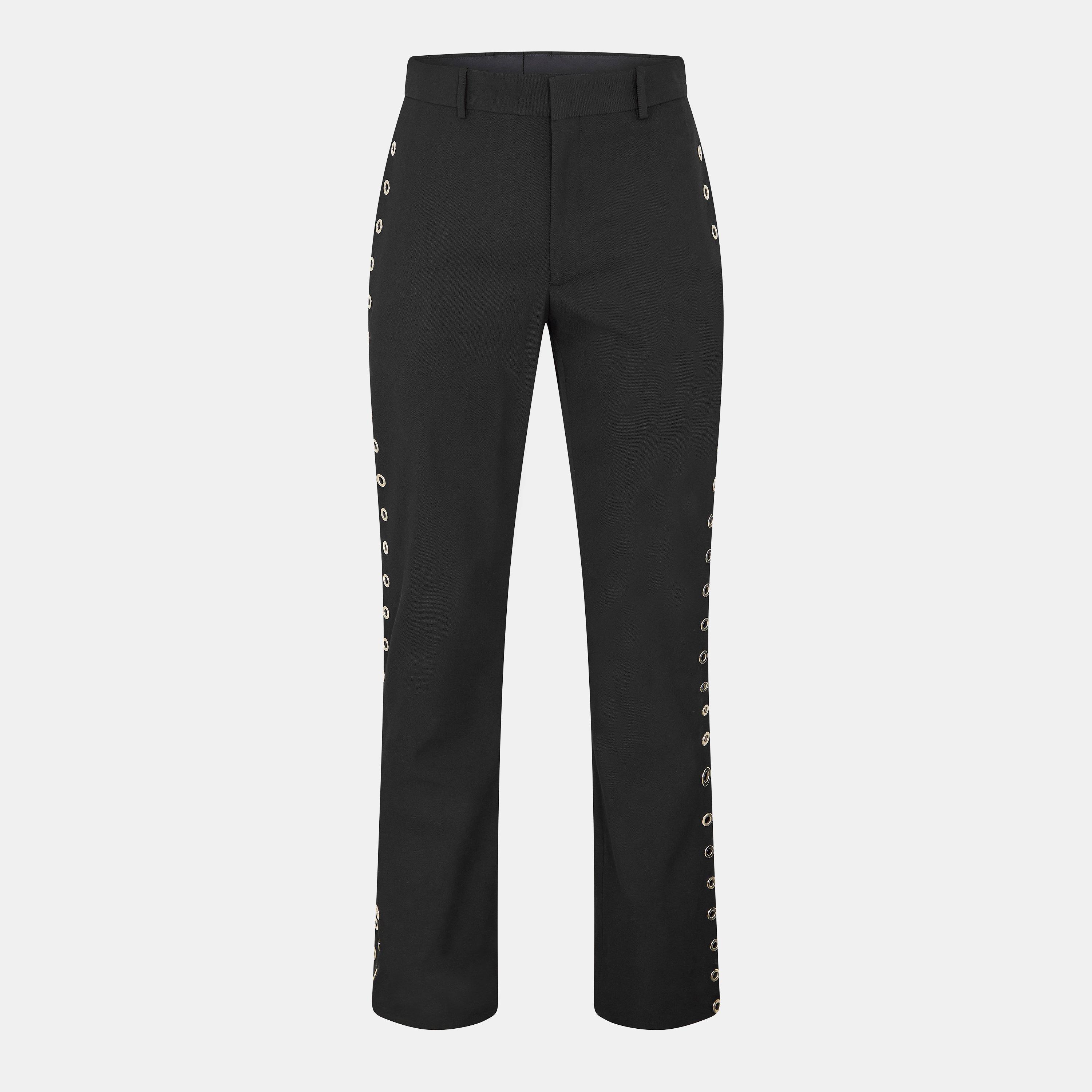 Black - Off White - Men's Closed Hem Fleece Jogging Bottoms - 1