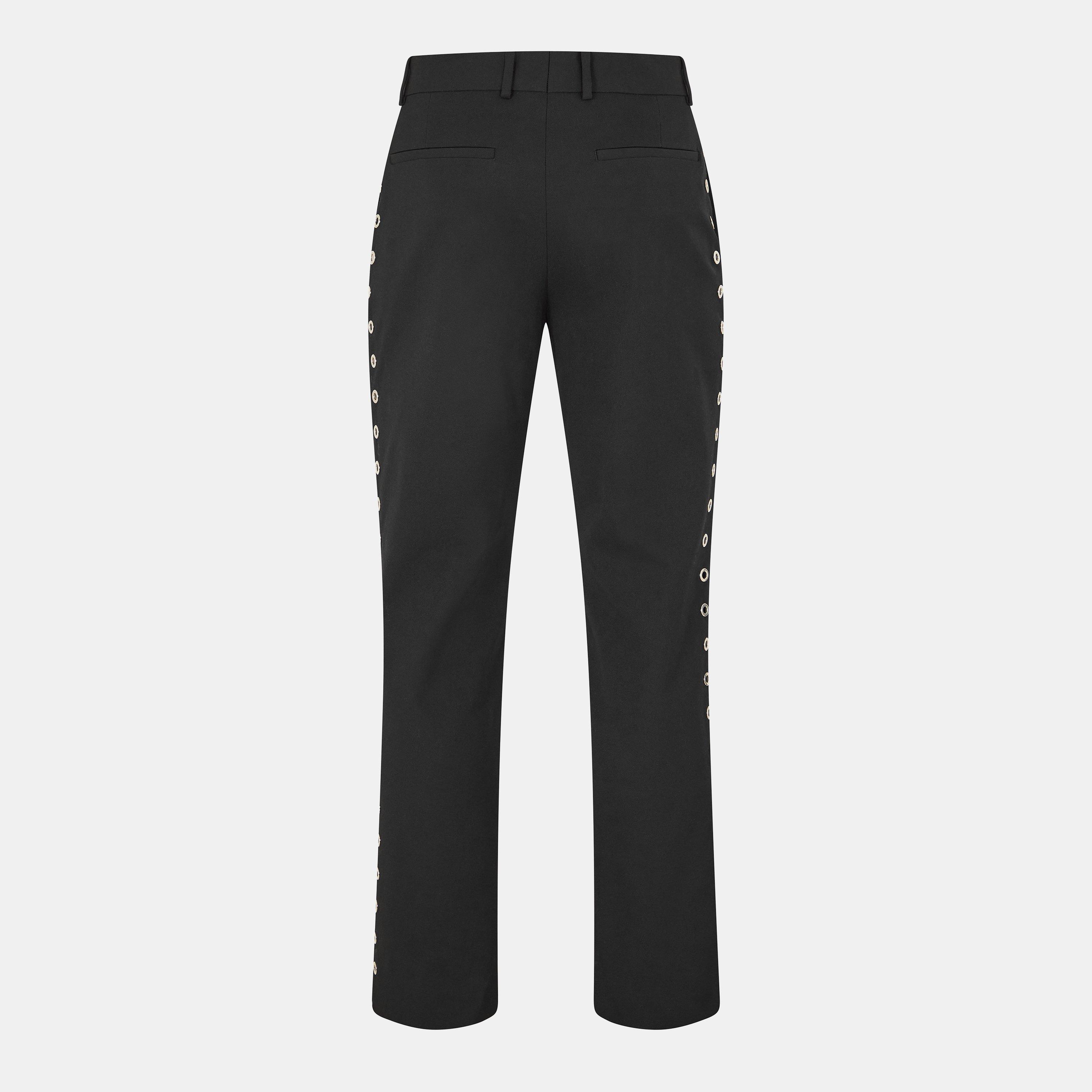 Black - Off White - Men's Closed Hem Fleece Jogging Bottoms - 2