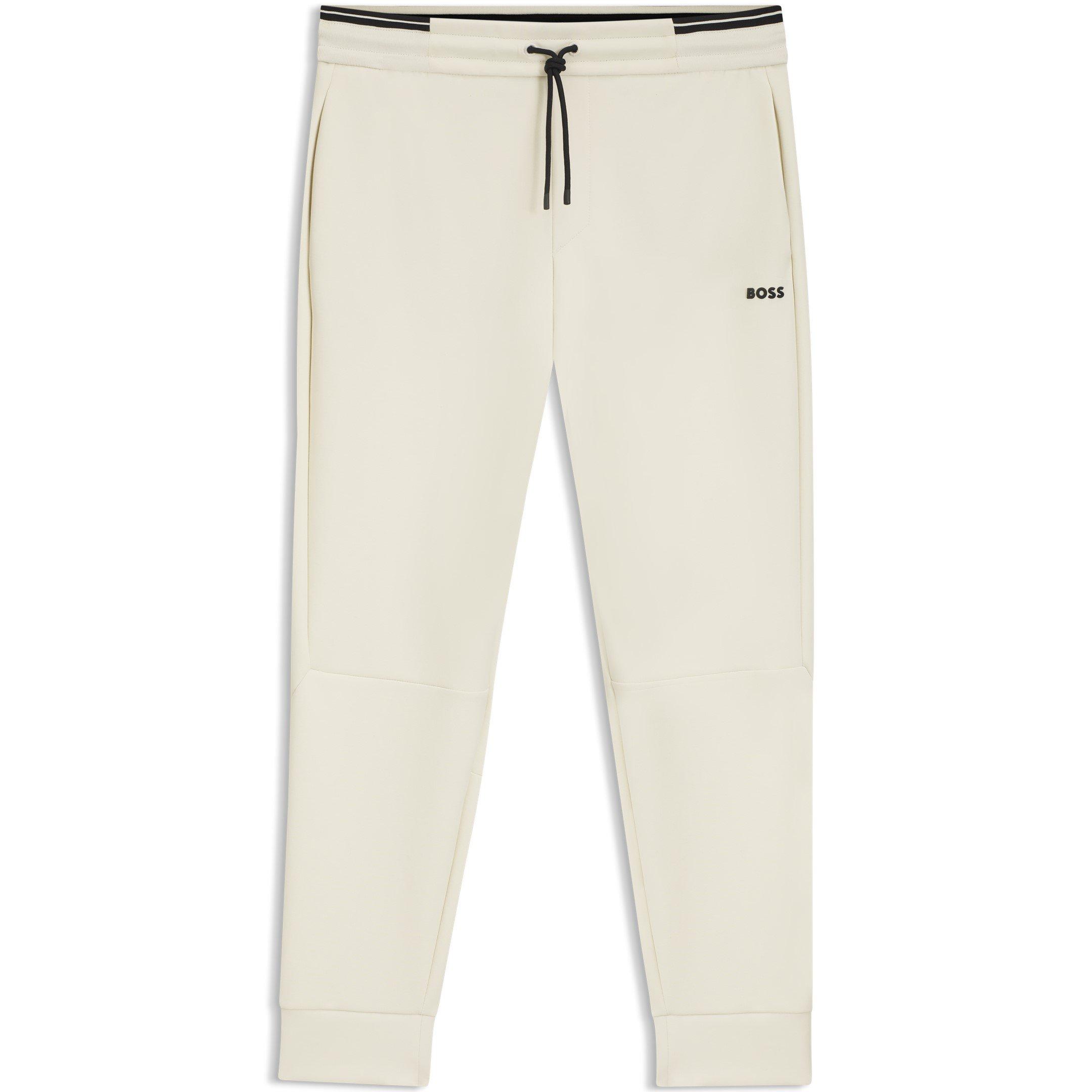 Boss Mens BOSS GREEN Soft Cotton-Blend Jogging Bottoms - Open White - M