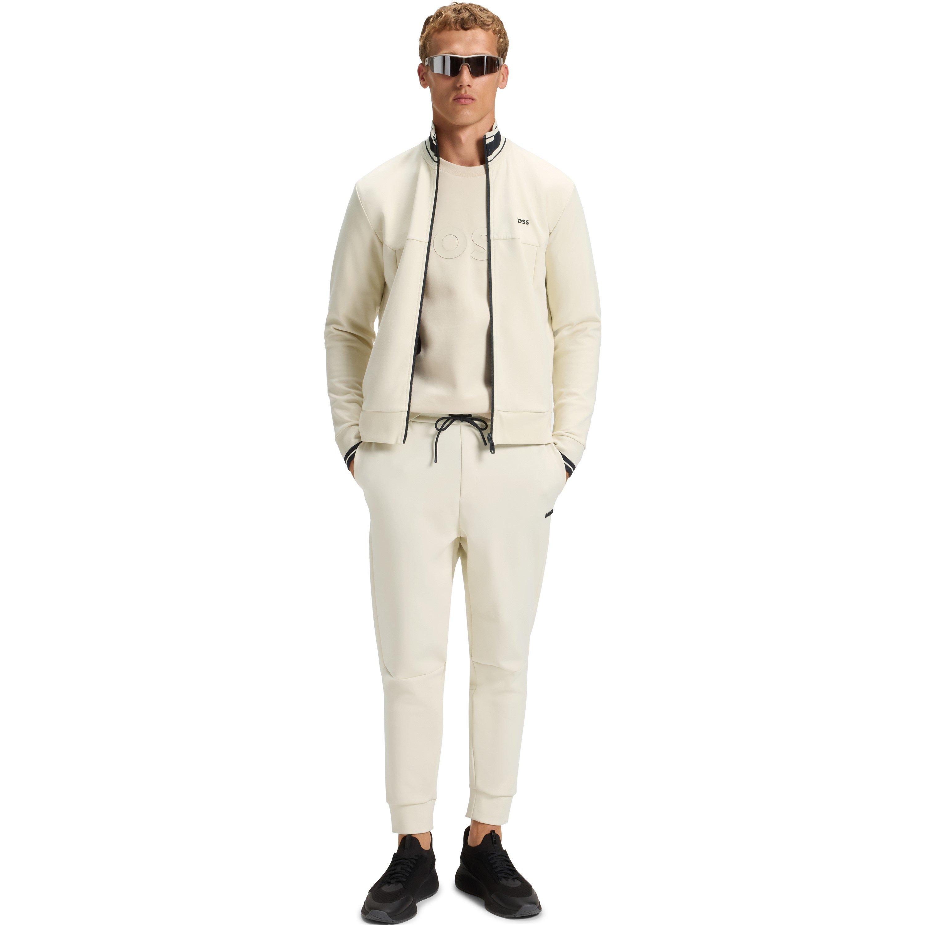 Open White - Boss - Mens BOSS GREEN Soft Cotton-Blend Jogging Bottoms - 5