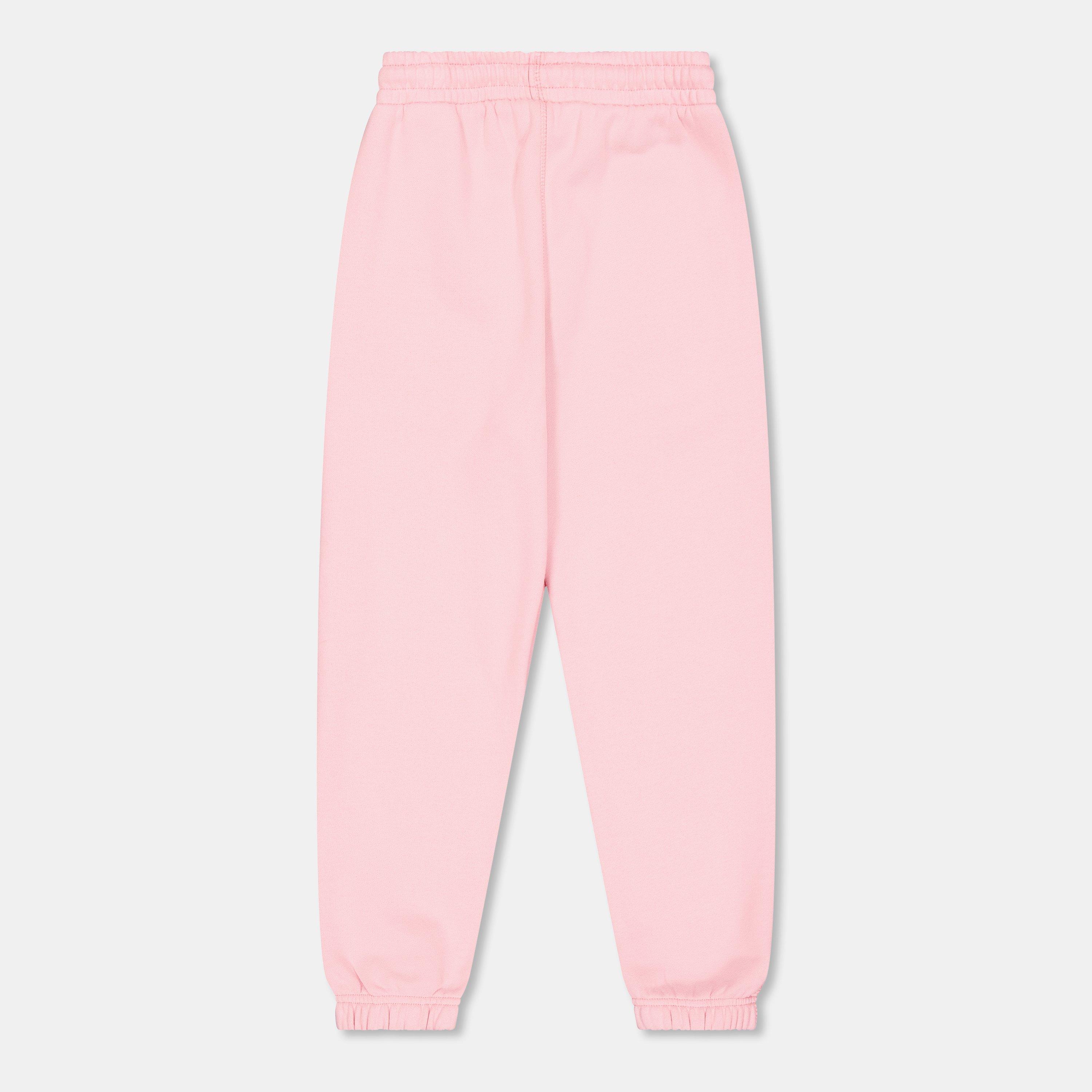 Pink Glitter - Off White - Kids Closed Hem Fleece Jogging Bottoms - 2