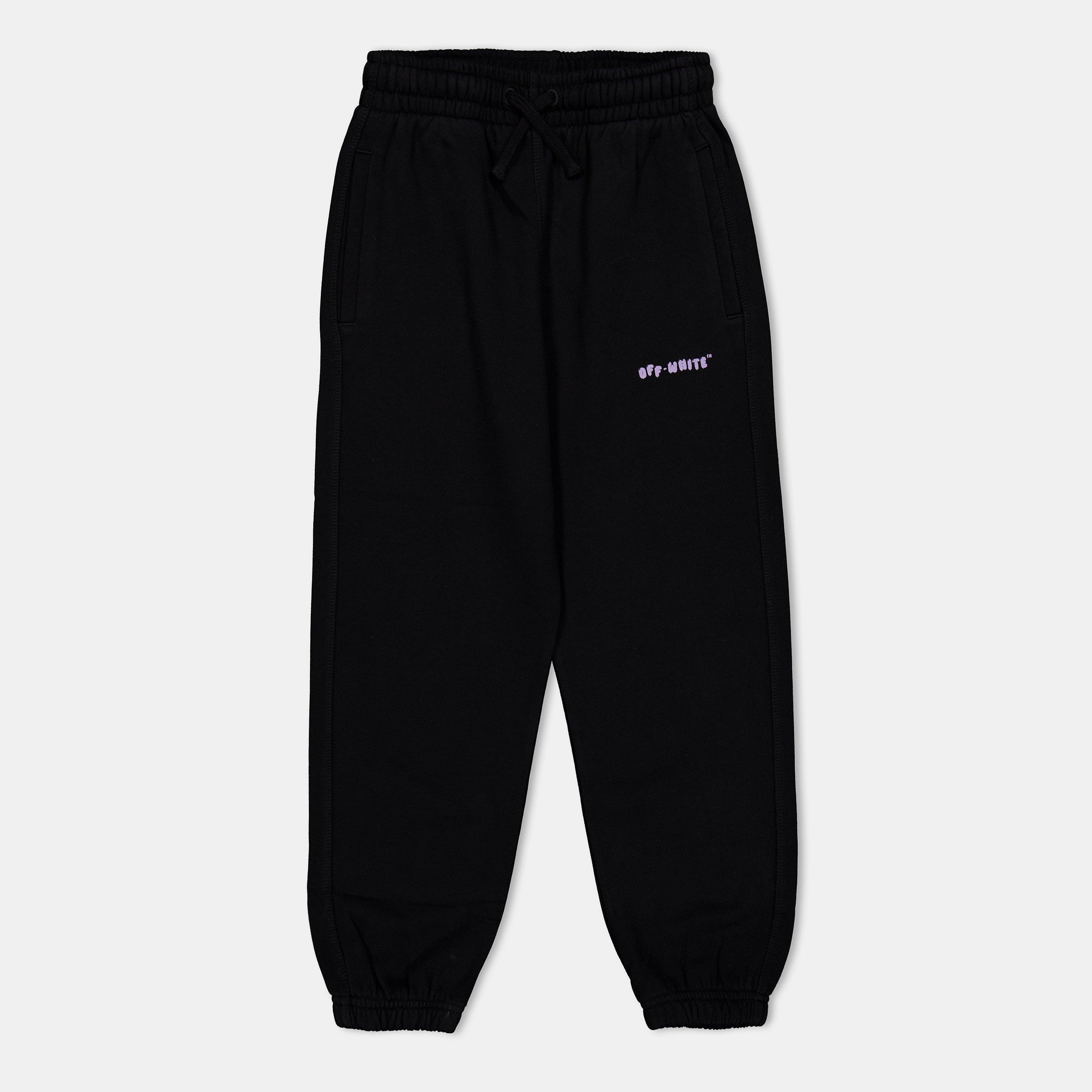 Black/Lilac - Off White - Kids Closed Hem Fleece Jogging Bottoms - 1