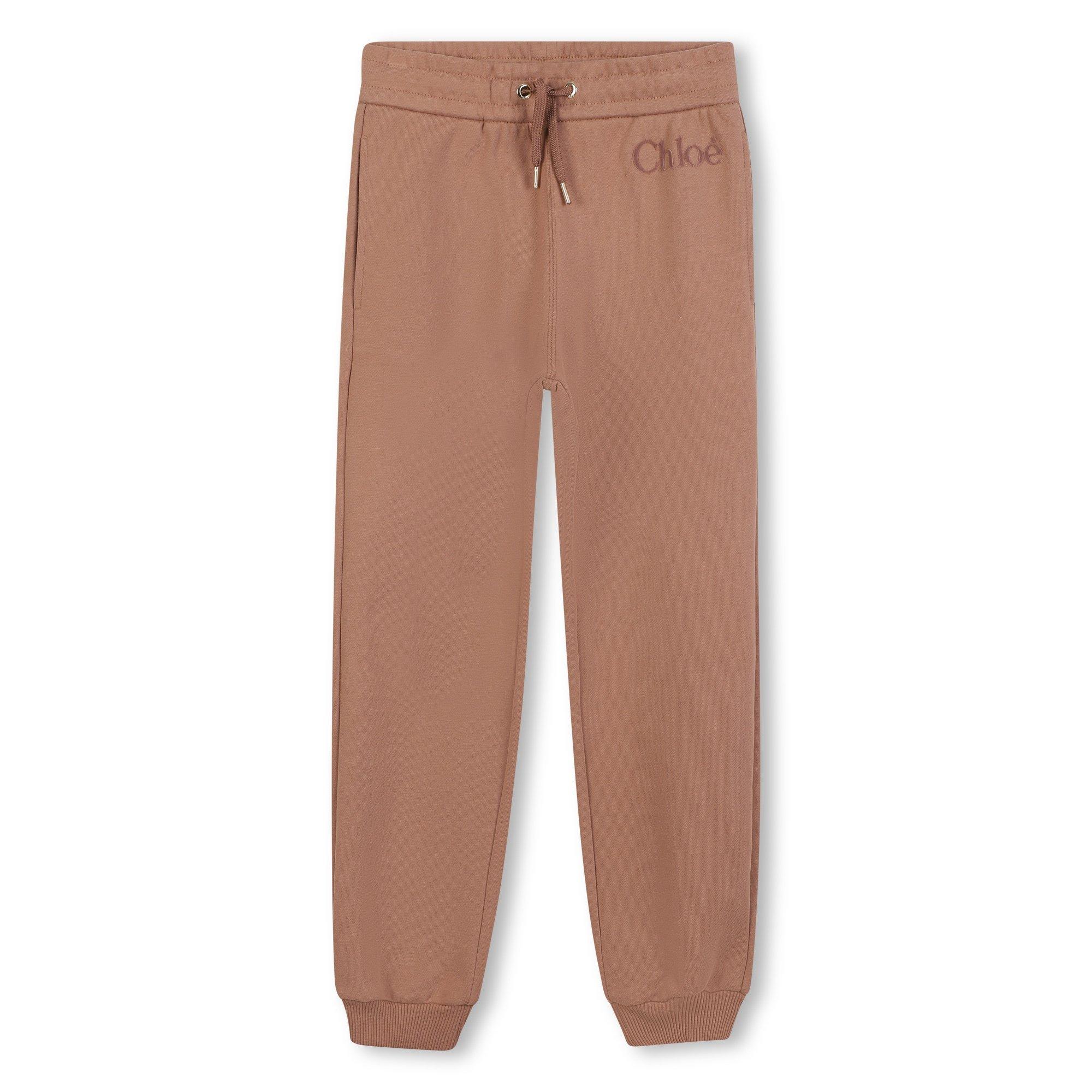 Taupe - Chloe - Kids' Logo Closed Hem Fleece Joggers - 1