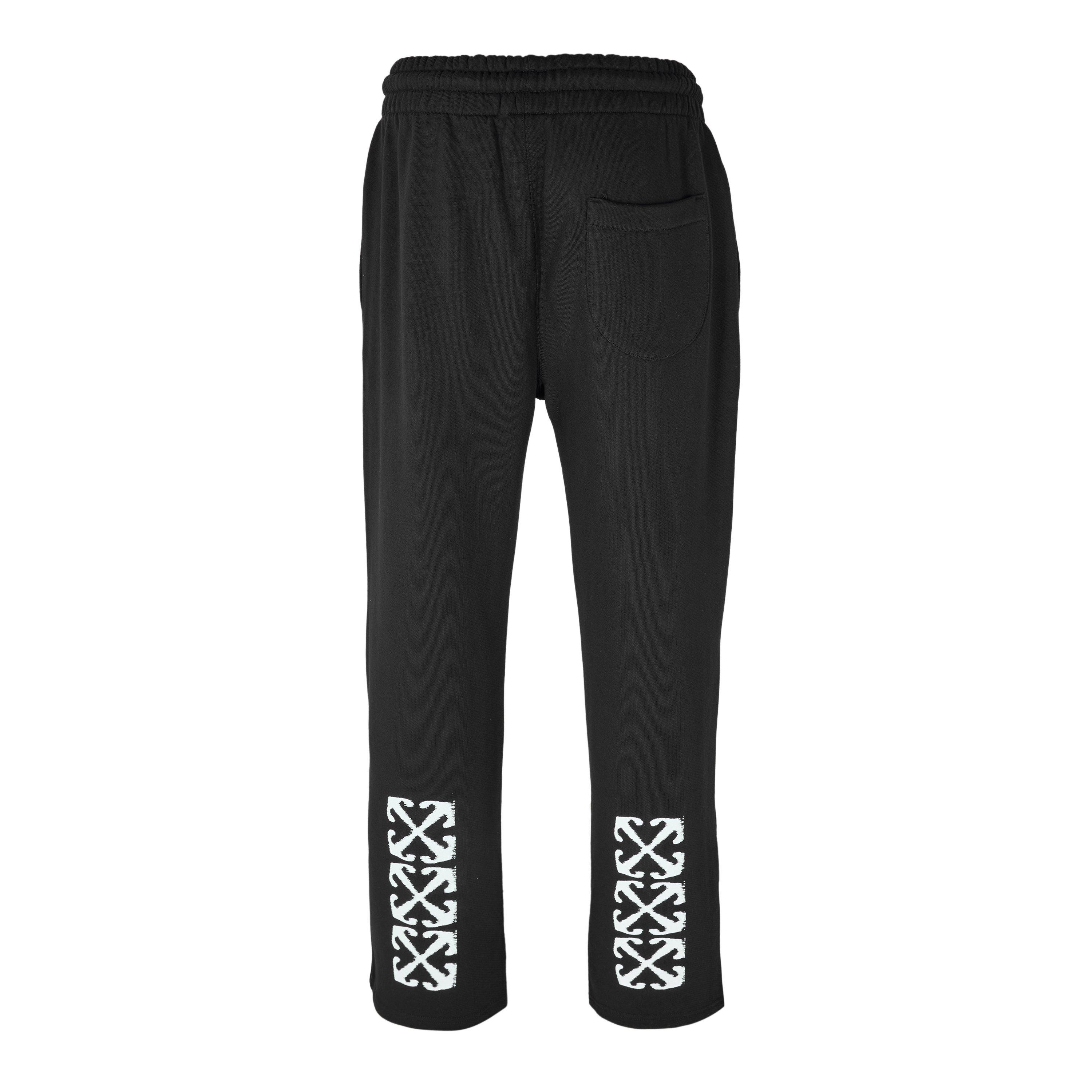 Black-White - Off White - Men's Arrow Fleece Closed Hem Joggers - 2