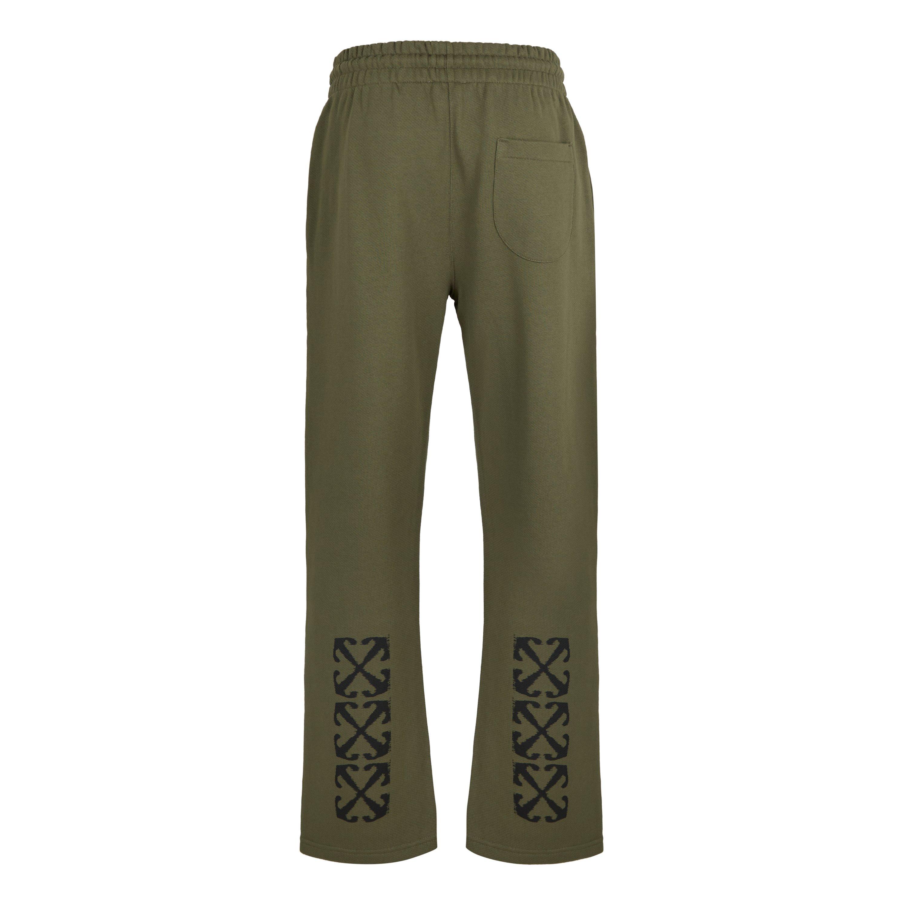 Moss/Black - Off White - Men's Arrow Fleece Closed Hem Joggers - 2